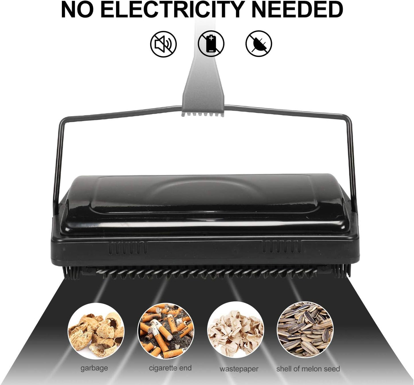 Yocada Carpet Sweeper Cleaner for Home Office Low Carpets Rugs Undercoat Carpets Pet Hair Dust Scraps Paper Small Rubbish Cleaning with a Brush Black