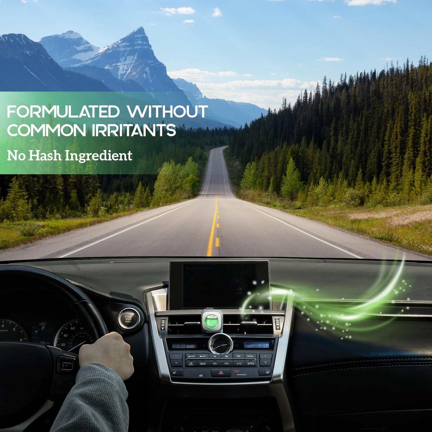 Air Jungles Green Tea Scent Car Air Freshener Clip, 6 Vent Clips, 4ml Each, Long Lasting Air Freshener, Up to 180 Days Car Refresher Odor Eliminator