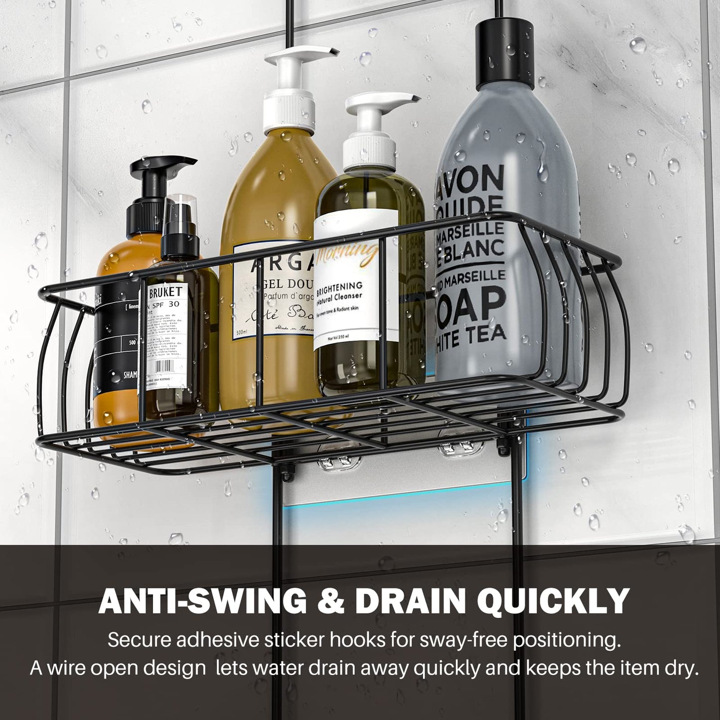Epicano Shower Caddy Hanging,Large Capacity Shower Organizer,Black