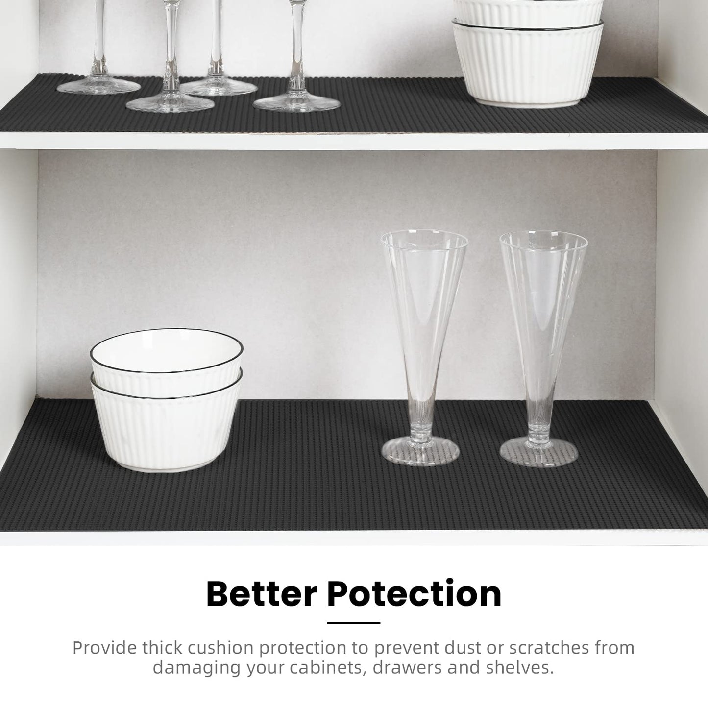 BAGAIL Non-Adhesive Shelf Liner, Thick Strong Grip Drawer Liners for Kitchen Cabinets, Heavy-Duty
