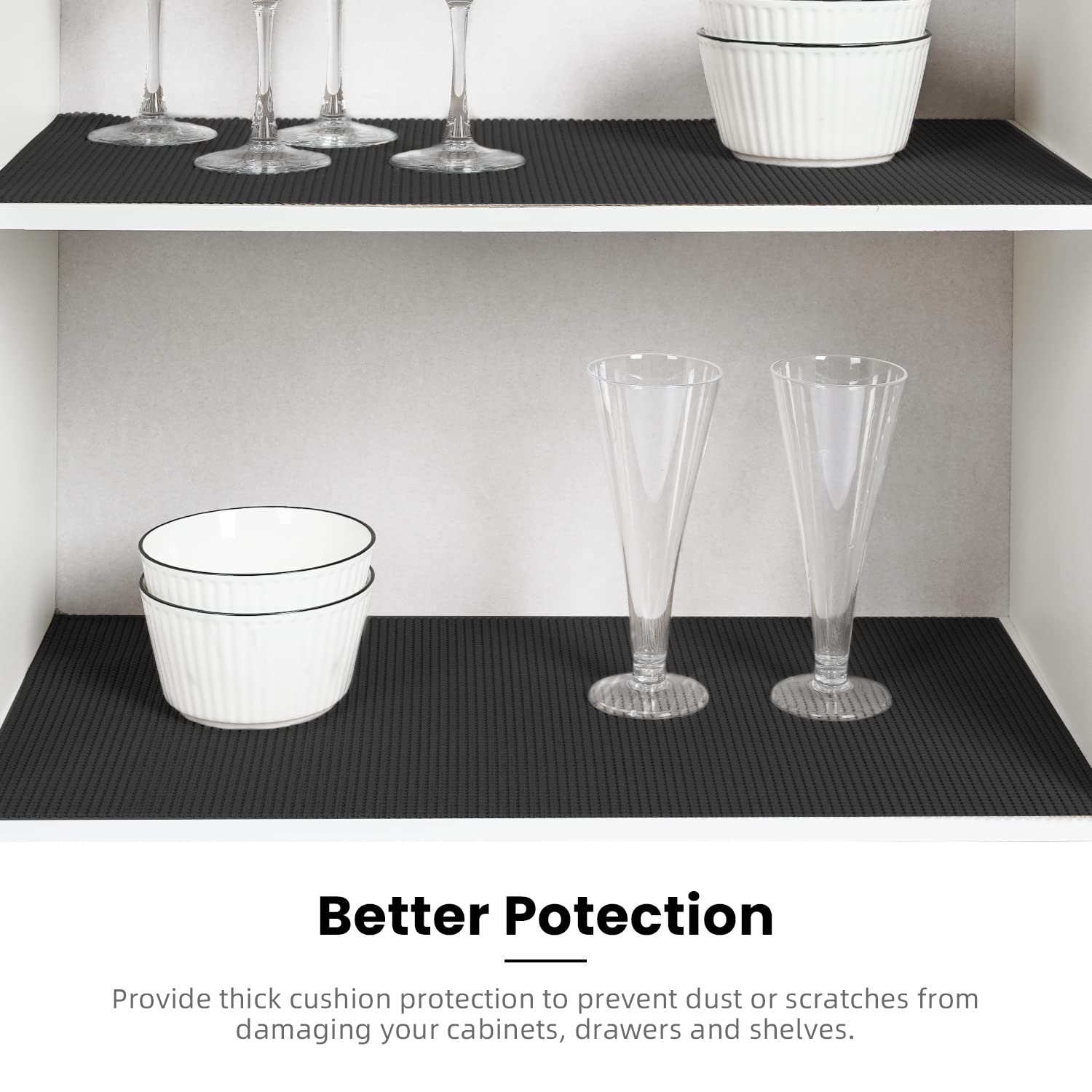 BAGAIL Non-Adhesive Shelf Liner, Thick Strong Grip Drawer Liners for Kitchen Cabinets, Heavy-Duty