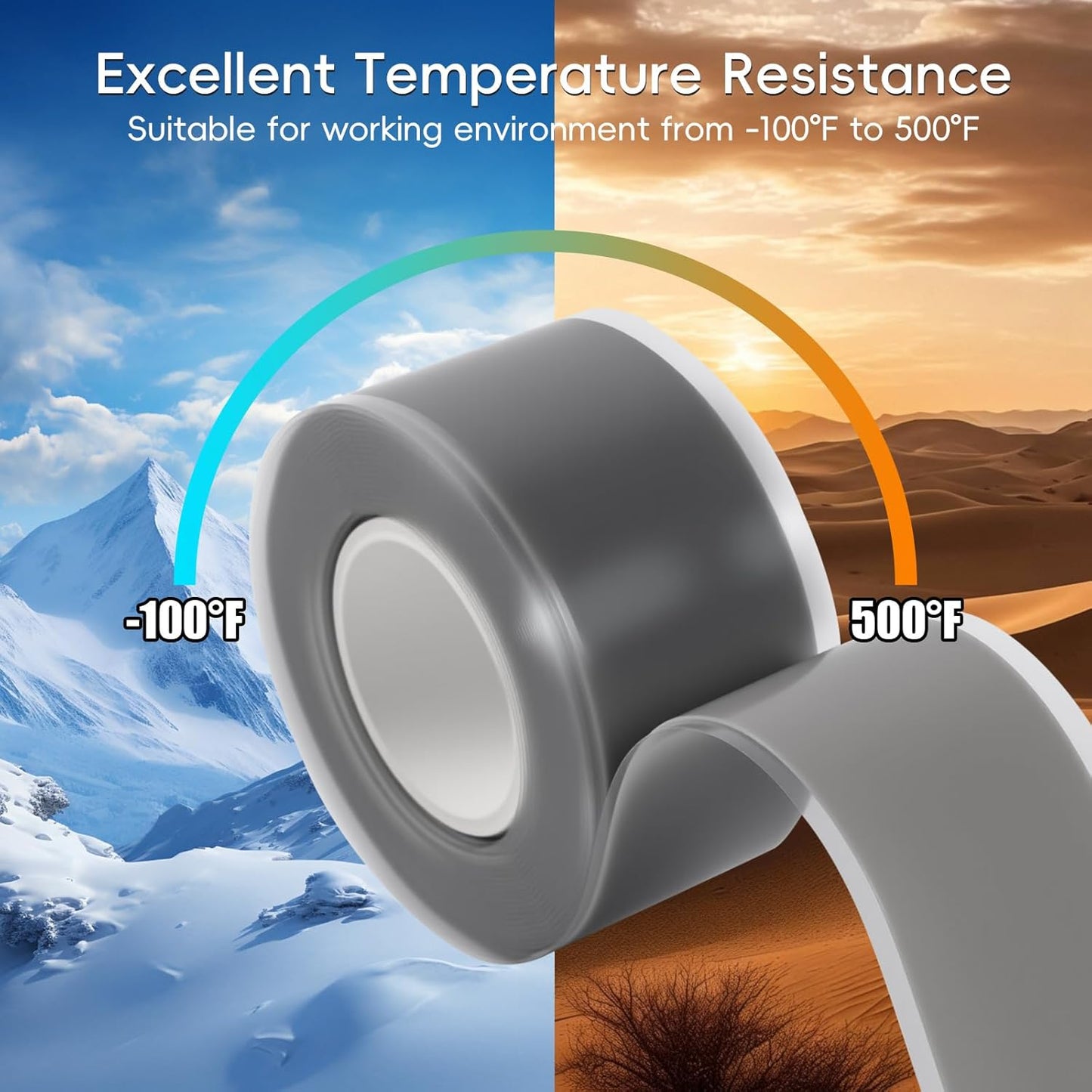 Self Fusing Silicone Tape 4 Rolls 1 in x 10' Grey Waterproof Rescue Tape Rubber Leak Silicone Self-amalgamating Tape for Plumbing, Sealing Pipes, Hose Repair, Outdoor Coax and Tool Fixation