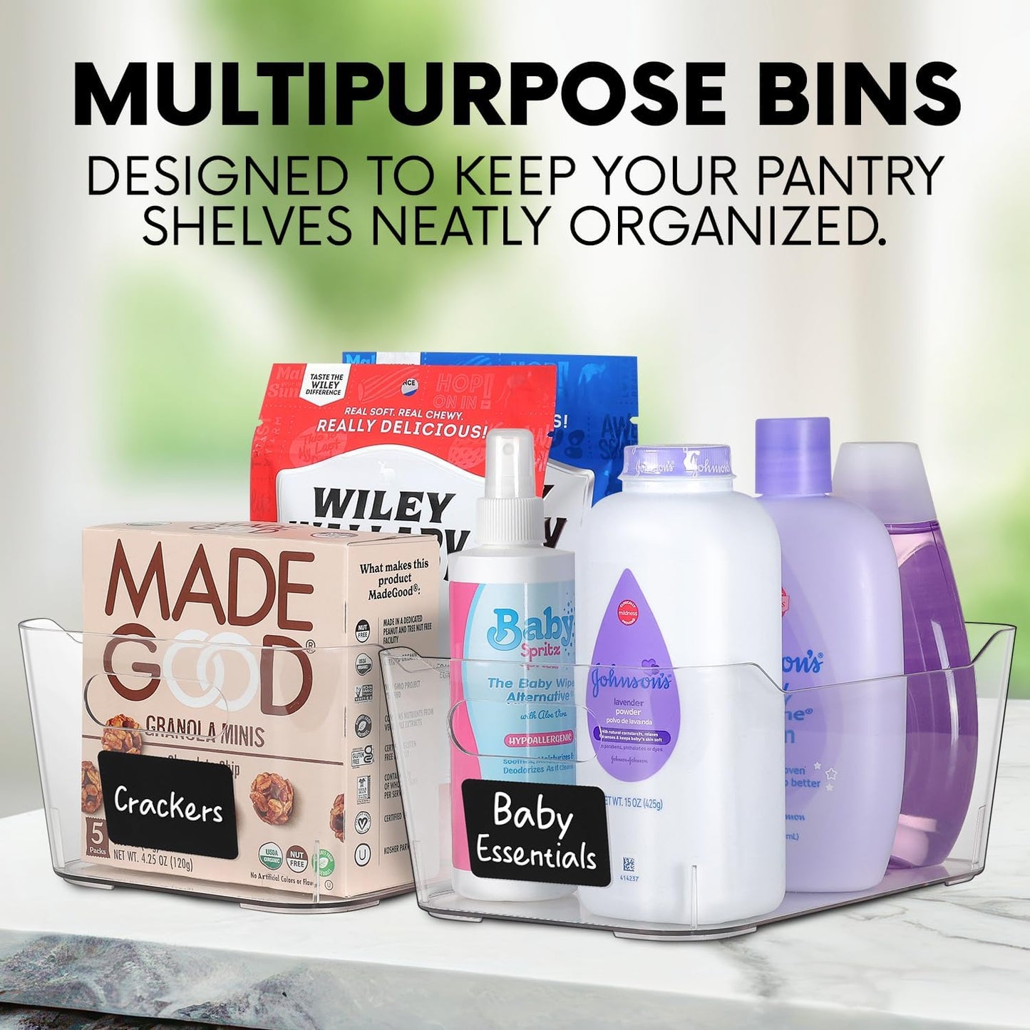 Clear Plastic Storage Bins, Perfect for Kitchen Organization or Pantry Organizers and Storage, Refrigerator Freezer Fridge Organizer Storage Containers Bin for Organizing Medicine Cabinet Organizer