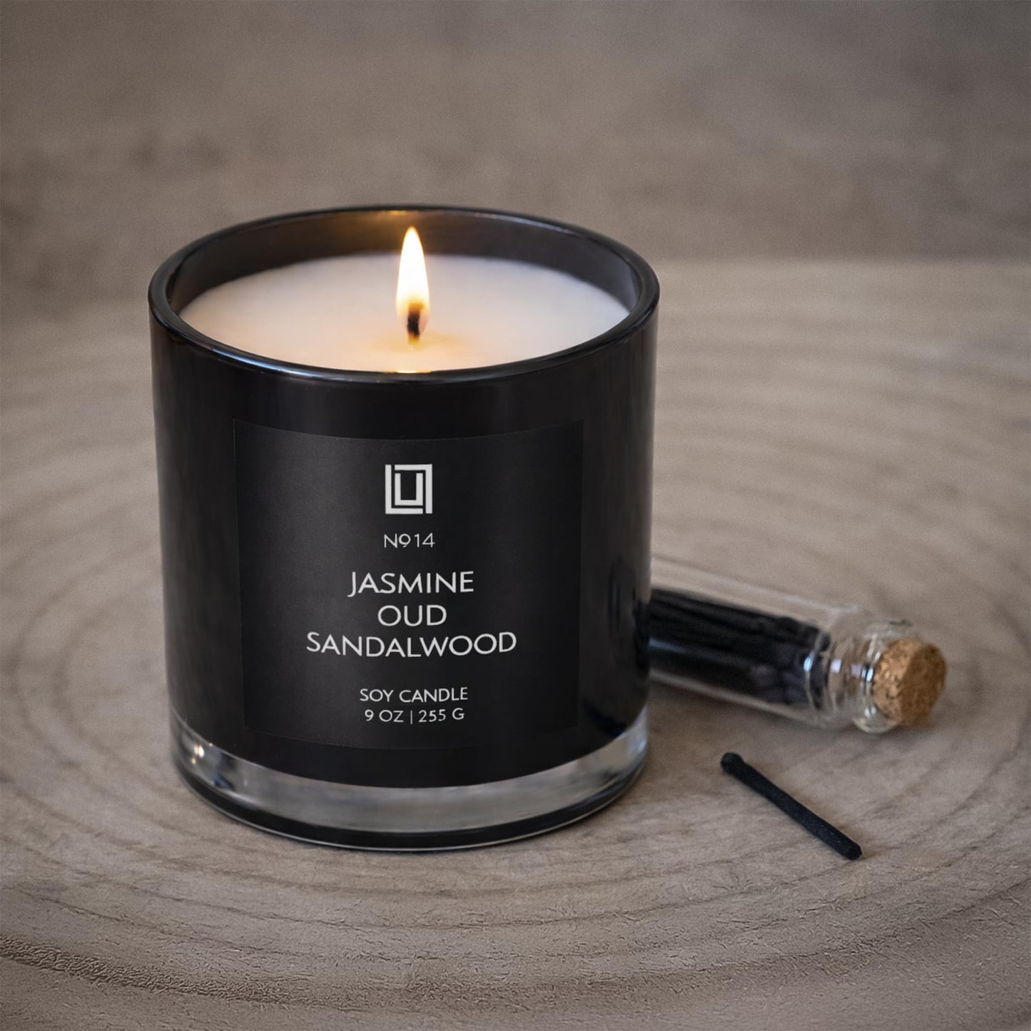 Lulu Candles Jasmine, Oud & Sandalwood Scented Soy Blend Jar Candle, 9 Oz.