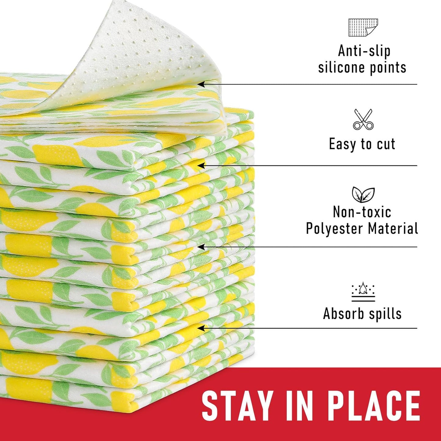 Cooyes 6 Pack Polyester Shelf Liners for Kitchen Cabinets, 17.7" × 24", Non-Slip Refrigerator Liners Machine Washable, Refrigerator Drawer Mats for Glass Shelves and Kitchen Cabinets