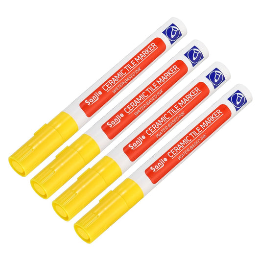 YOKIVE 4 Pcs Grout Paint Pen, Waterproof Yellow Paint Tile Marker, Restoring Grout Lines, Great for Balcony, Kitchen, Bathroom