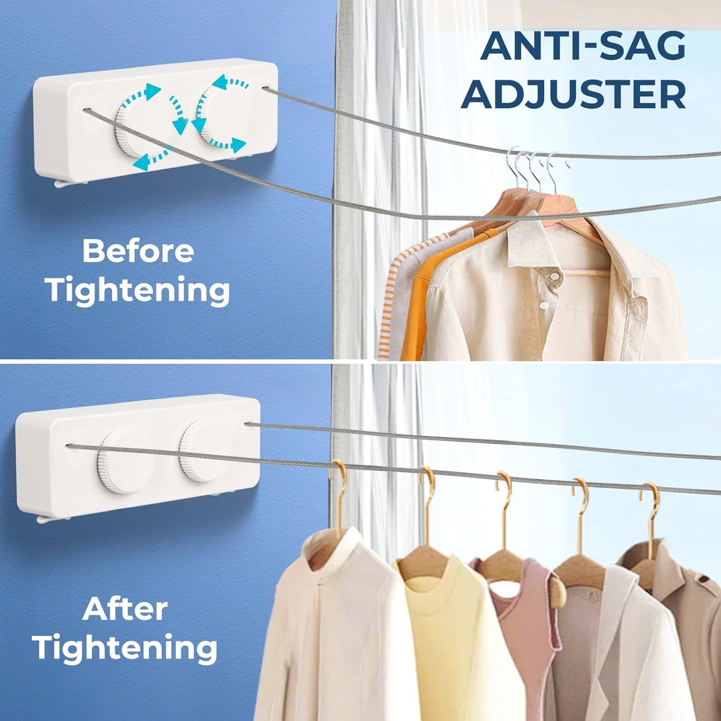 Retractable Clothesline Indoor Outside Heavy-Duty, Upgrade 304 Double Stainless Steel Shower Room Clothes line, Fit Rv Balcony Courtyards Indoor Drying Rack Clothesline, 13.8ft