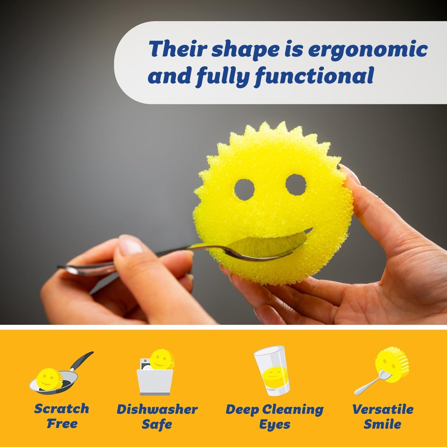 Scrub Daddy 4 Scrub Daddy Sponges & 4 Scrub Mommy Kitchen Sponges - Scratch-Free for Dishes & Multipurpose Cleaning - BPA Free & Made with Polymer Foam - Stain & Odor Resistant (8 Pack)