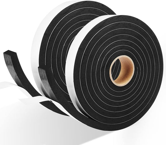 2 Rolls Weather Stripping Door Seal, 3/4'' W x 3/8'' T Foam Tape Close Cell, Single Sided Weather