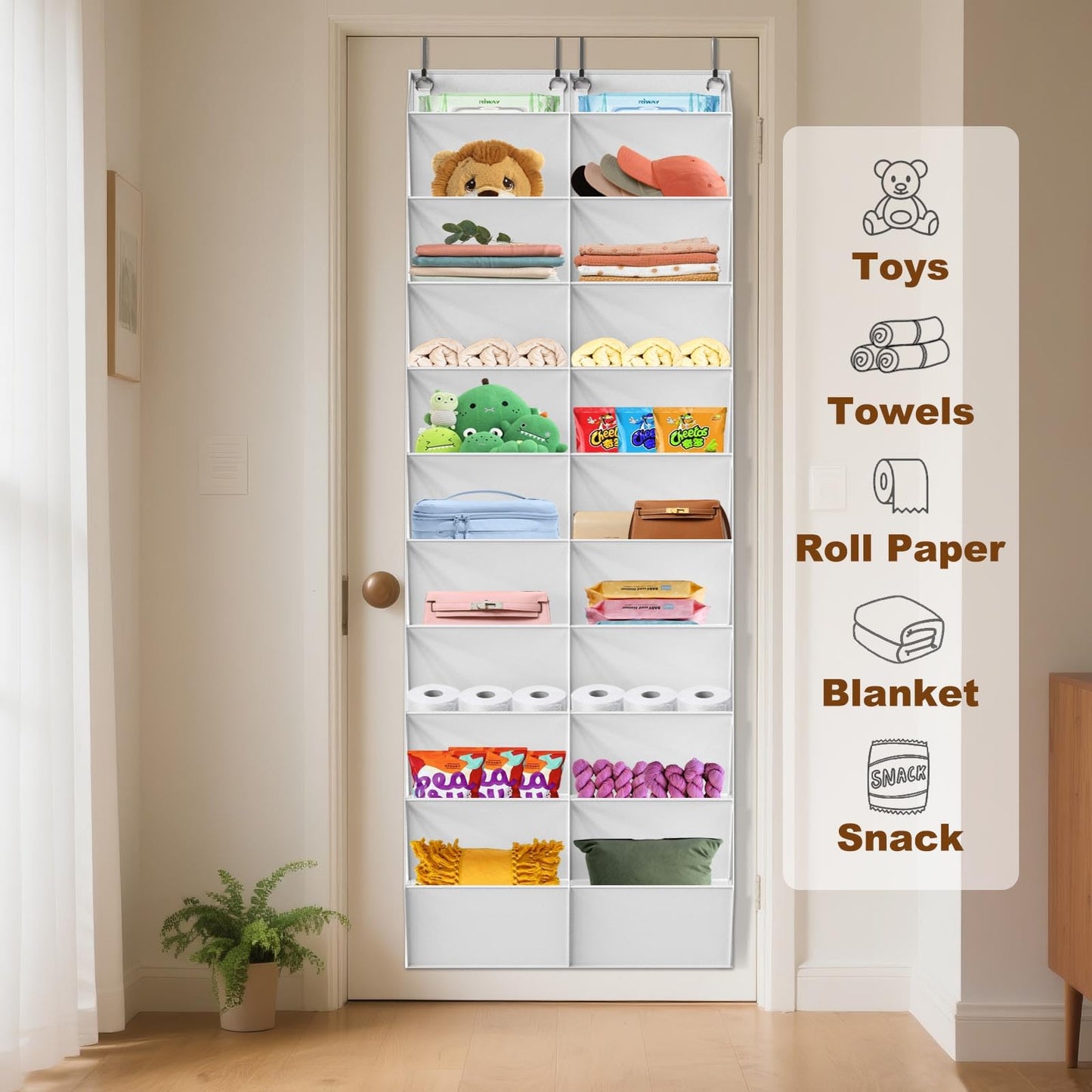 UVIAHOMI 20-30 Pairs Over the Door Shoe Organizer, Clear Pockets Hanging Shoe Storage for Closet
