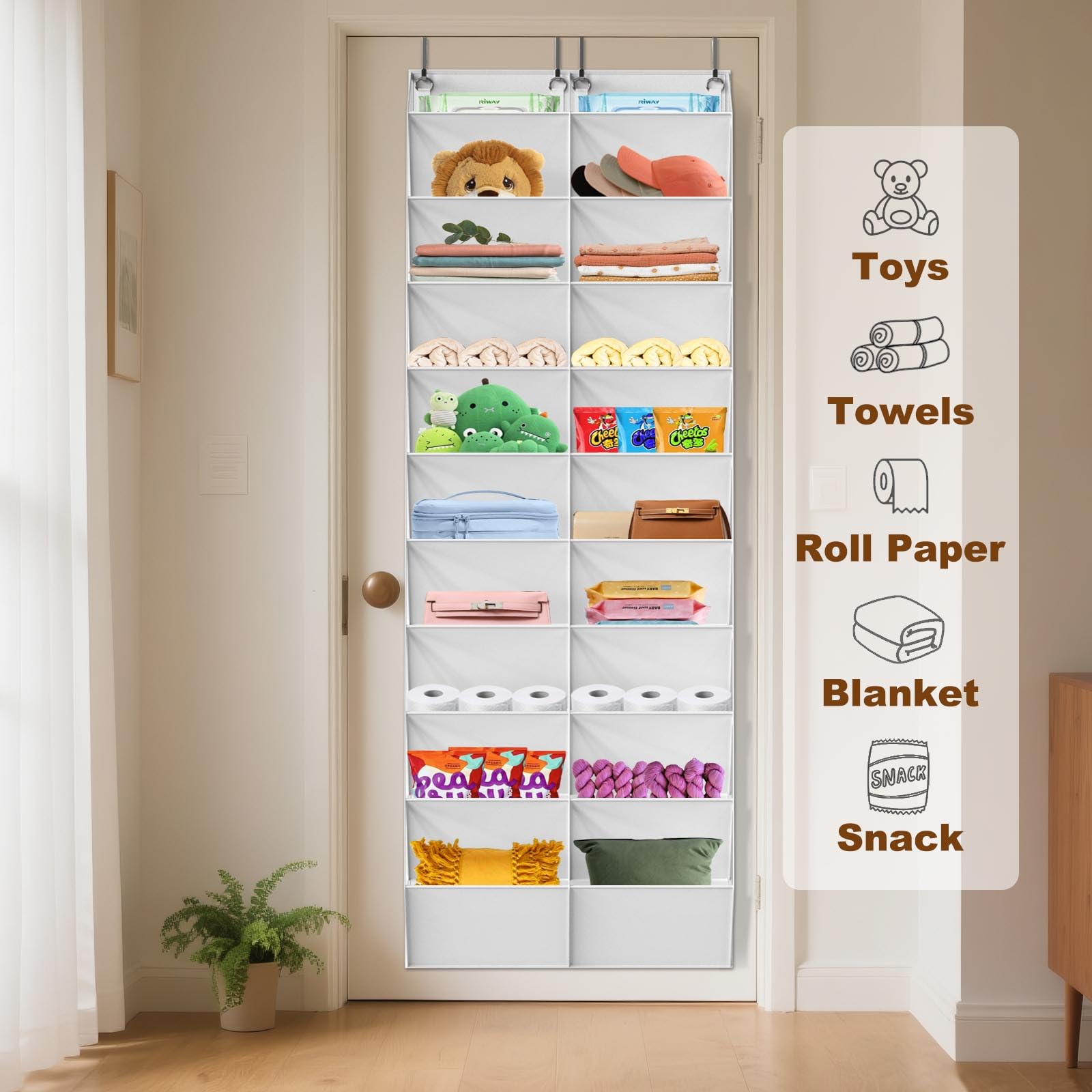 UVIAHOMI 20-30 Pairs Over the Door Shoe Organizer, Clear Pockets Hanging Shoe Storage for Closet