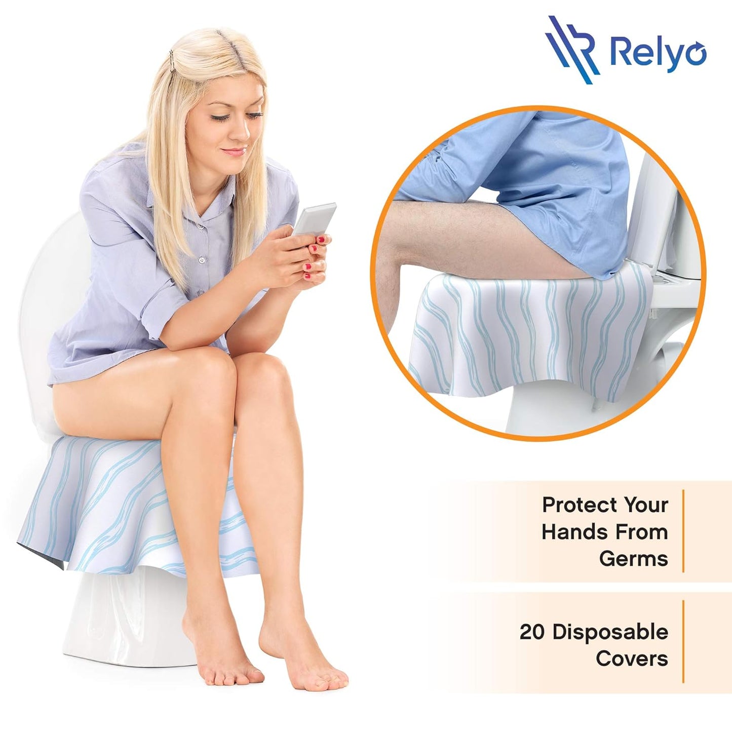 Toilet Seat Covers Disposable - 20 Pack - Waterproof, Ideal for Kids and Adults – Extra Large, Individually Wrapped for Travel, Toddlers Potty Training in Public Restrooms (Waves, 20)