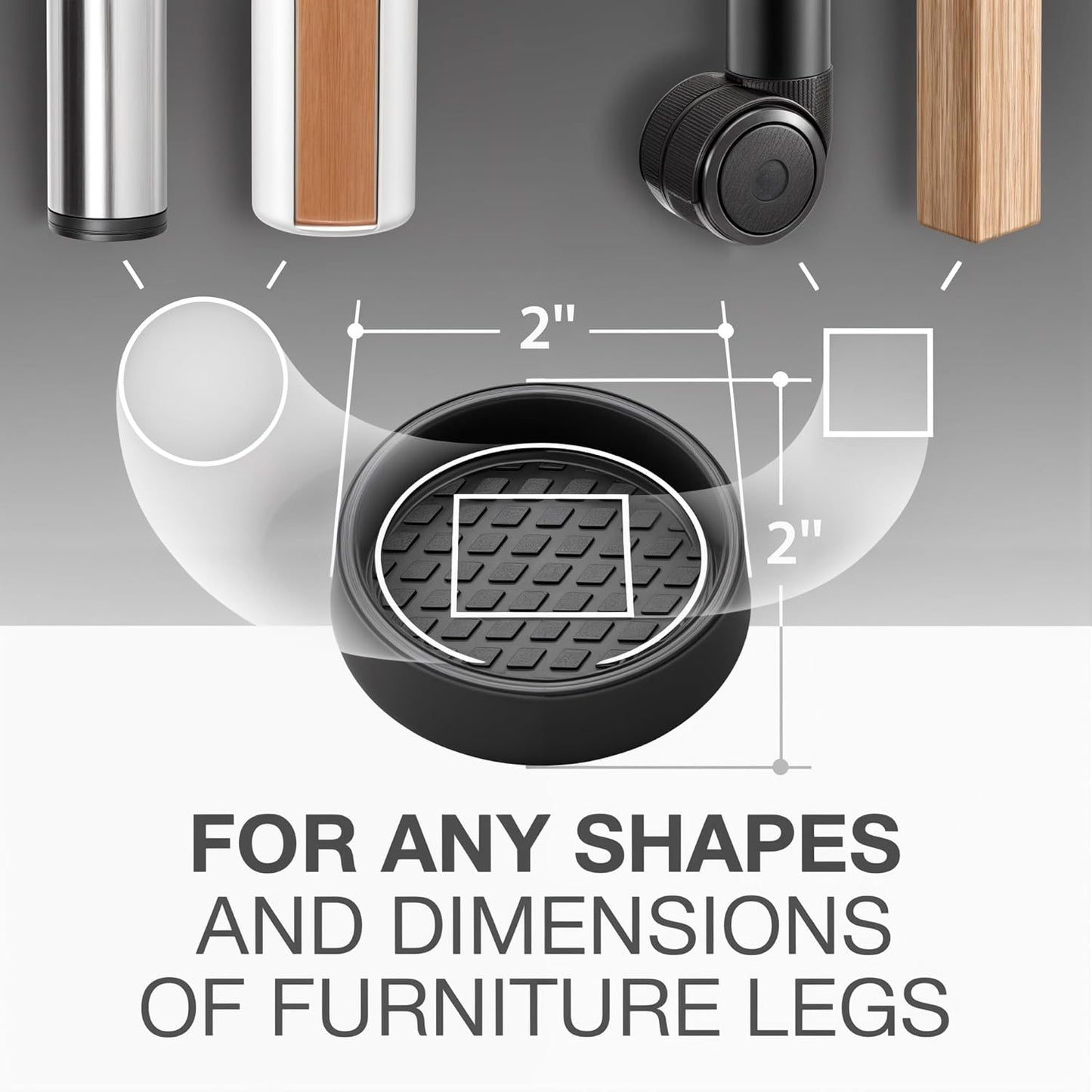 Furniture Cups X-PROTECTOR – 2" Caster Cups 8 PCS – Round Furniture Coasters – Ideal Bed Stoppers – Non Skid Furniture Pads with a Perfect Design – Rubber Furniture Pads - Protect Any Flooring!