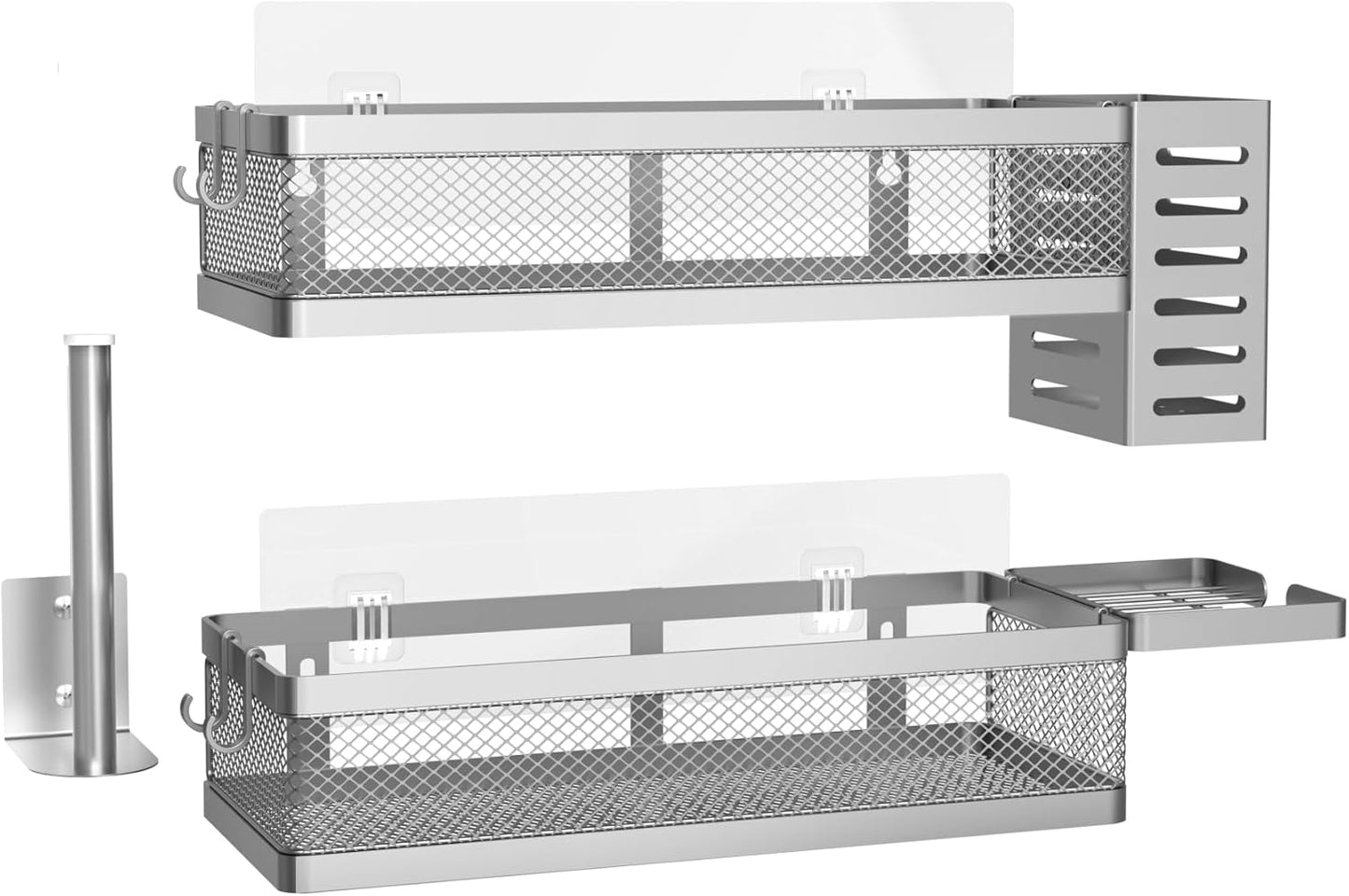 PUSDON Metal Wall Hanging Basket 2 Packs DIY Suitable for Multiple Scenes - Middle Silver Grey Netting Suit