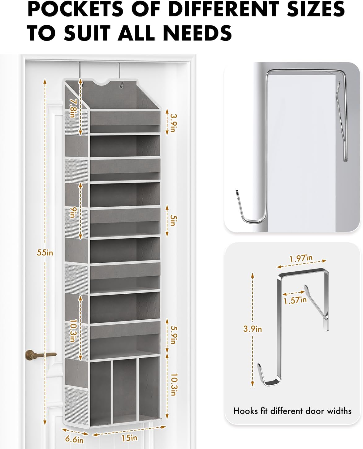 Over The Door Organizer Storage - 50lb Heavy Duty 6 Shelf Over Door Organizer Hanging Space Saving Perfect for Bedroom Bathroom Dorm Nursery Pantry