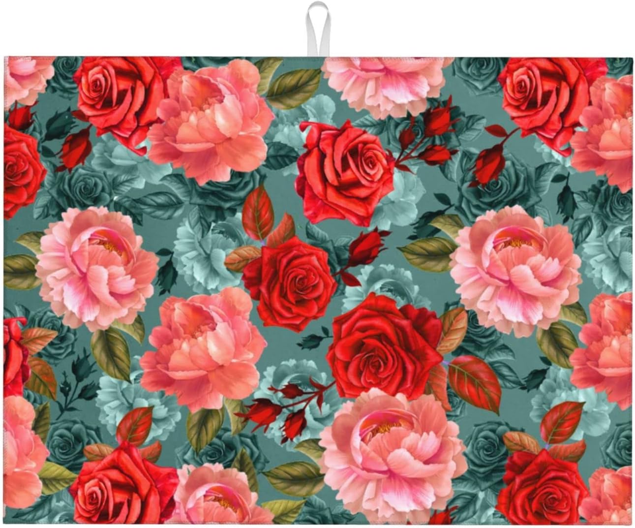 Floral Boho flowers Dish Drying Mat For Kitchen Counter 18 X 24 Inch Absorbent Dish Mat Reversible Drainer Drying Kitchen Mat