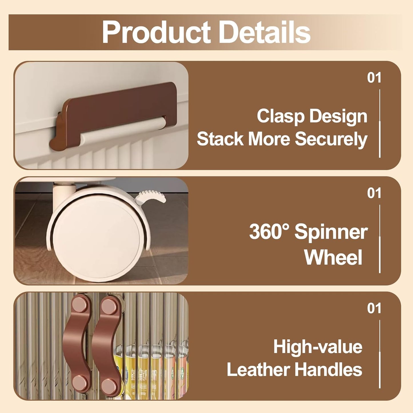 SAILUN 136Gal/543Qt Stackable Storage Bins Folding Collapsible Storage Bins with Lid, Closet Organizers and Storage Box with Door Beige 26" W x 17" D x 71" H