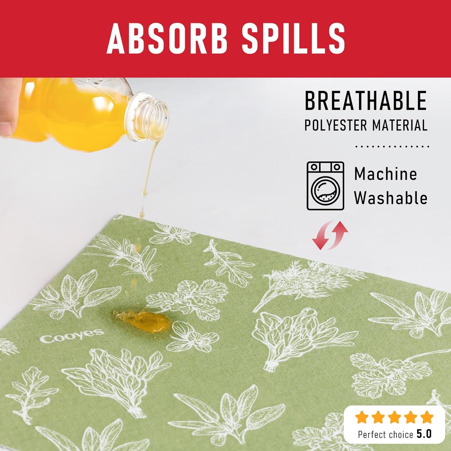 Cooyes Large Refrigerator Liners for Shelves, 12 Pack, 17.7" × 36", Fridge Drawer & Shelf Liners for Kitchen Cabinets Non-Adhesive, Breathable Cloth Material, Keep Produce Fresh Longer, Sage Green