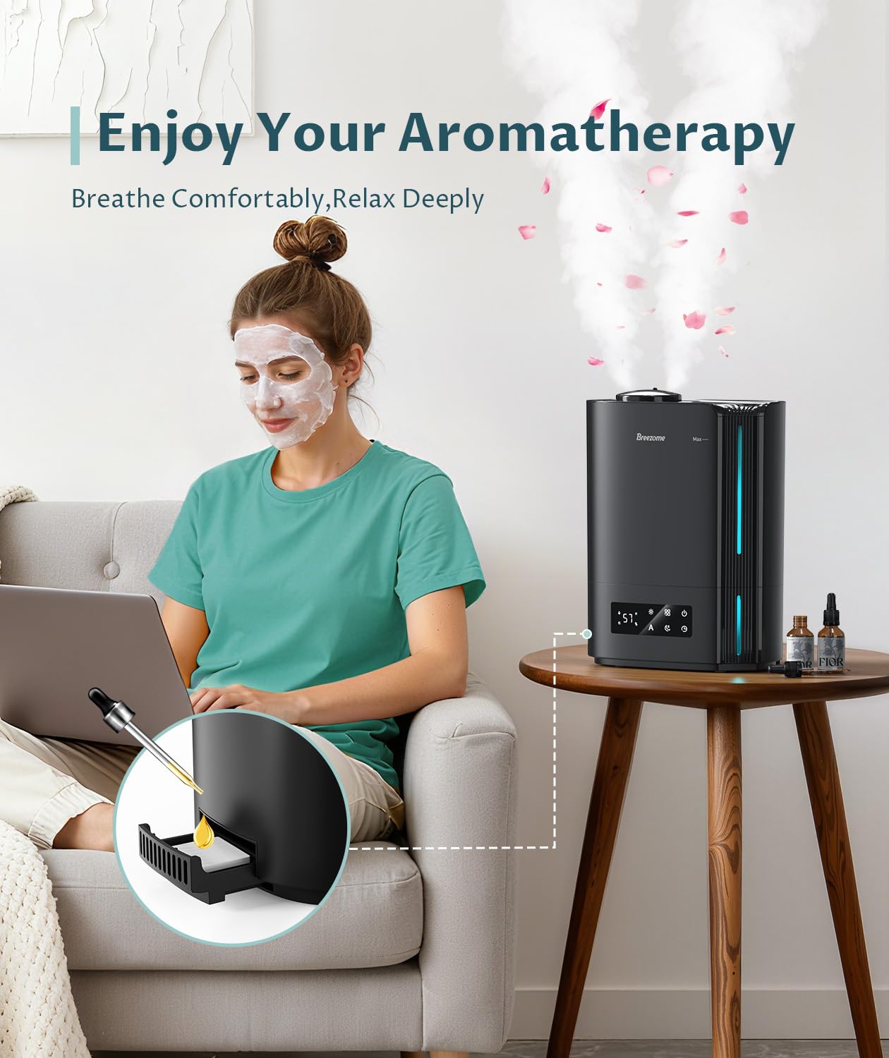 BREEZOME 6L Humidifier for Bedroom Large Room Smart Humidistat Control
