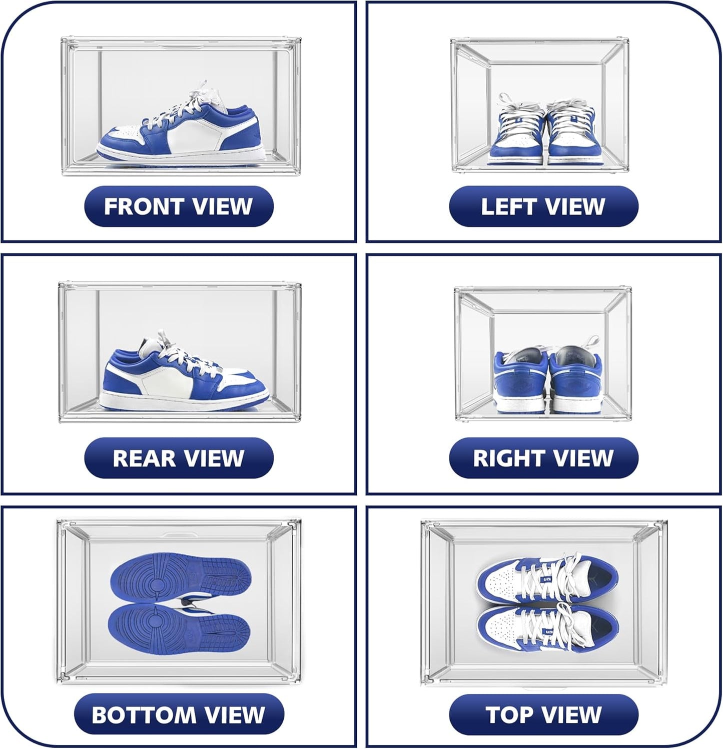 12 Pack Shoe Organizer Clear Plastic Stackable Shoe Storage Boxes with Magnetic Lid Acrylic Display Case Shoe Sneaker Rack for Closet,Fit up to US Size 12