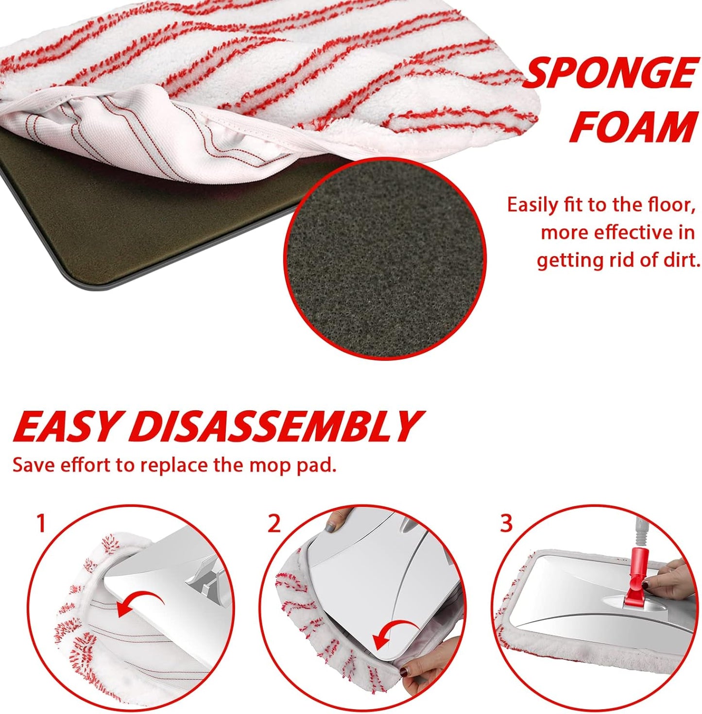 MASTERTOP Microfiber Mop, Extra Large Dust Mop with 5 Pads for Wet & Dry Use, 16'' Mops for Hardwood Laminate, Tile, Vinyl Floors,5 Microfiber Refills, 1 Cleaning Scraper