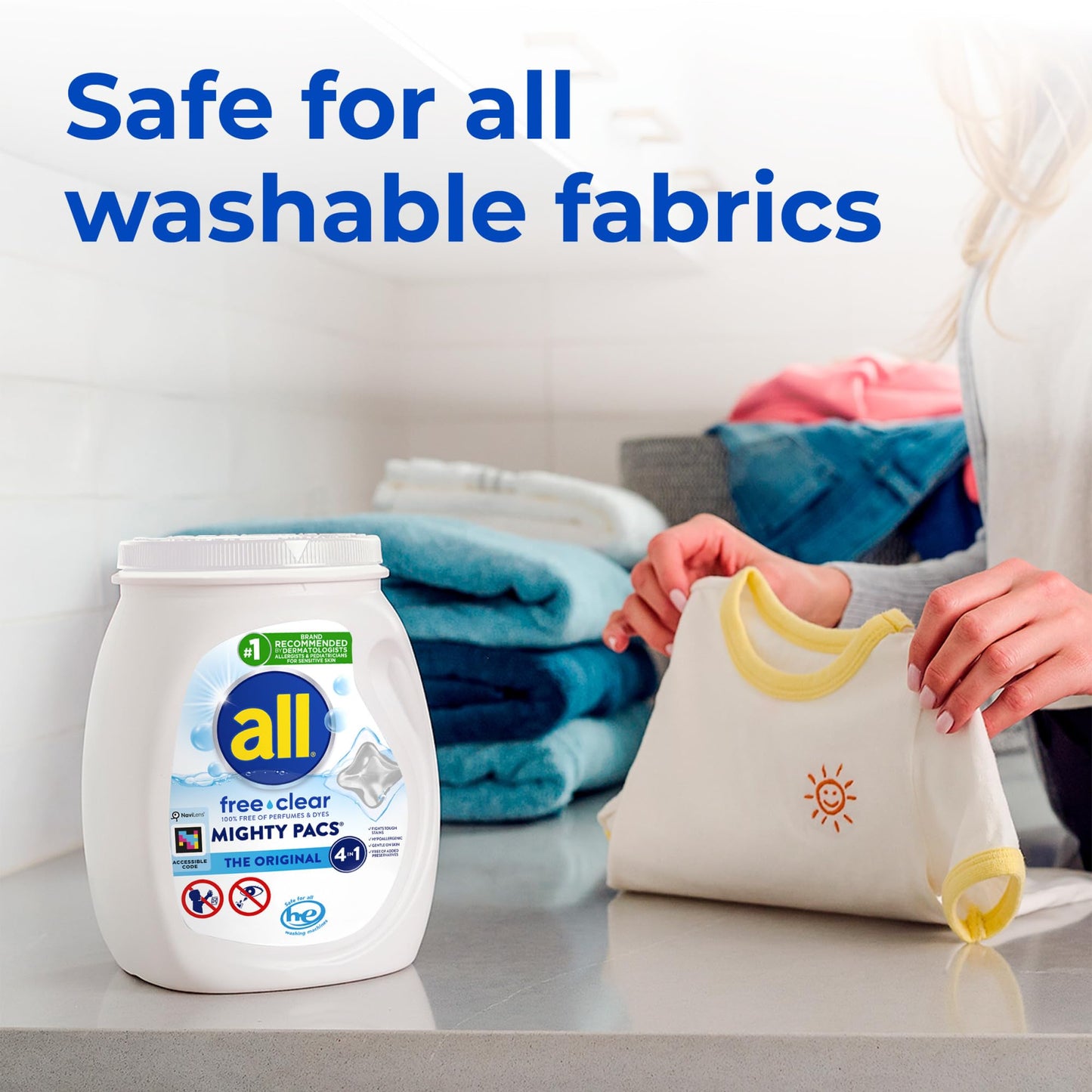 all Unit Dose Laundry Detergent, Mighty Pacs, Free Clear, 60 Count