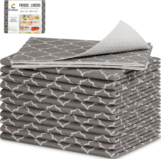 Cooyes 2 in 1 Refrigerator Liners & Fresh mats for Fridge Drawer and Glass Shelves, Absorbent Fridge Liners Washable, BPAfree Cloth Shelf Paper - Keep Produce Fresh Longer