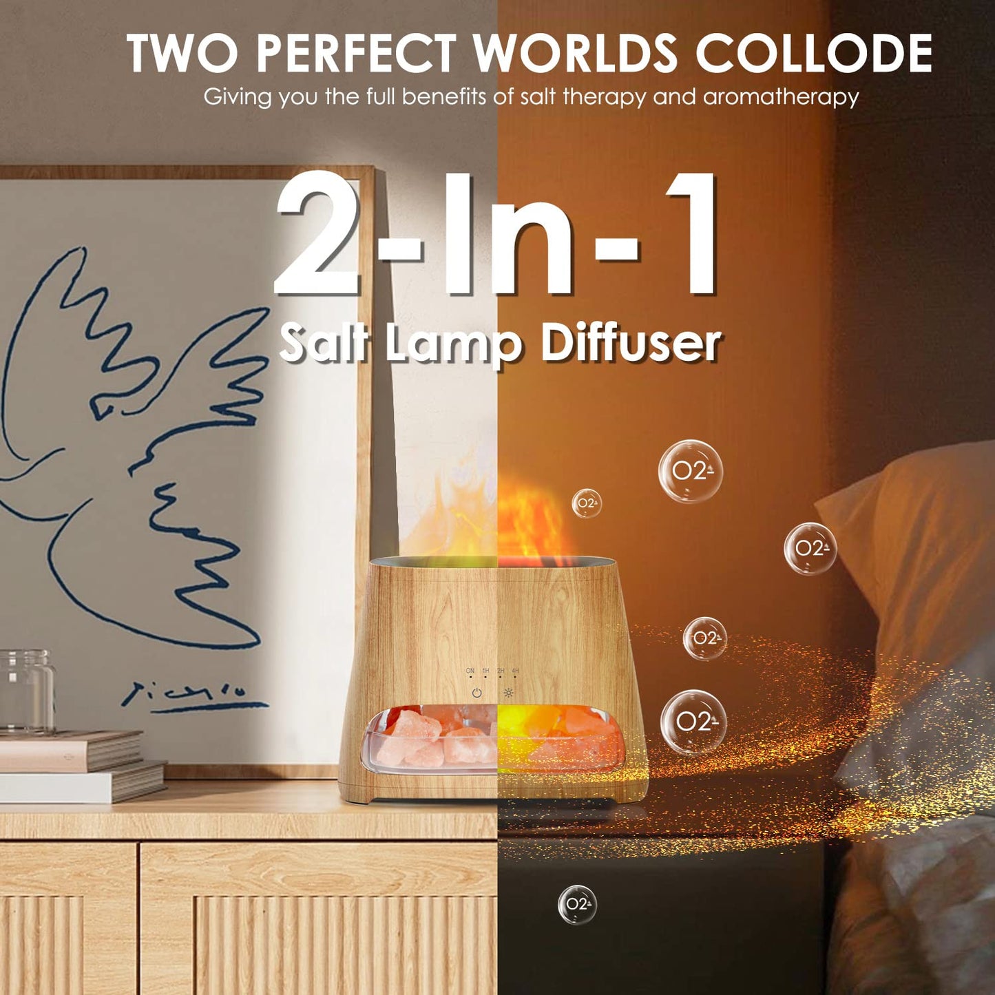 SALKING 2-in-1 Ultrasonic Essential Oil Diffuser & Himalayan Salt Lamp, Aromatherapy Diffuser Cool