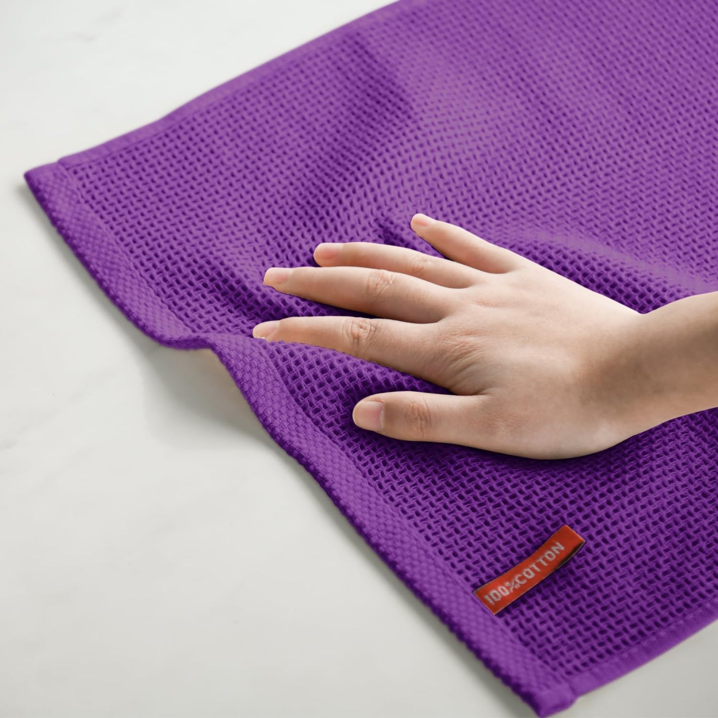 Artoid Mode 100% Cotton Purple Waffle Weave Kitchen Dish Cloths, 12x12 Inch Ultra Soft Absorbent Quick Drying Kitchen Dish Towels Set of 6