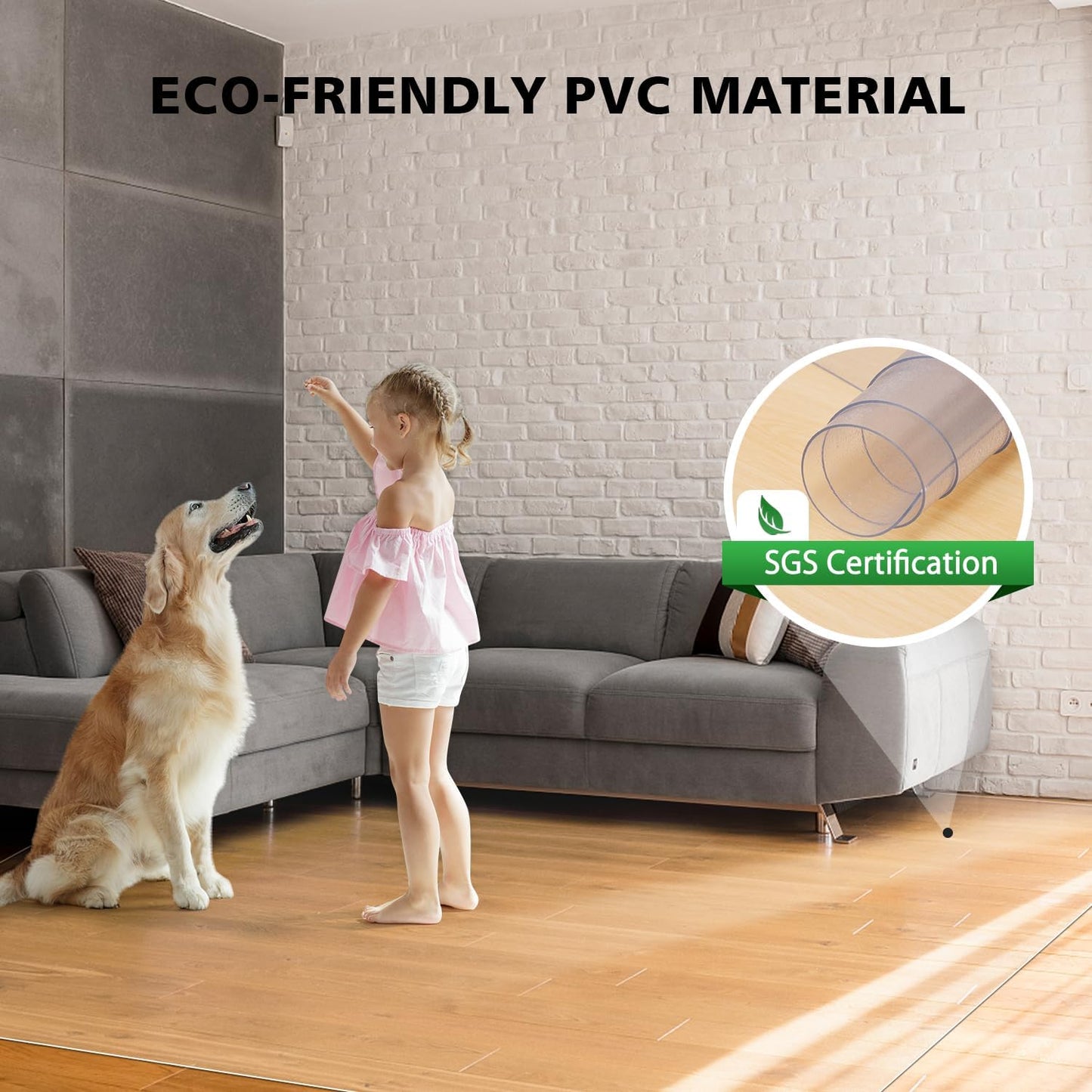 Floor Mats for Home, 5'×7' Clear Area Rug for Dining Room, Durable Non-Slip Hard Floor Living Room Rug, PVC Waterproof Rolling Chair Protector for Kitchen, Bedroom, High Traffic Areas