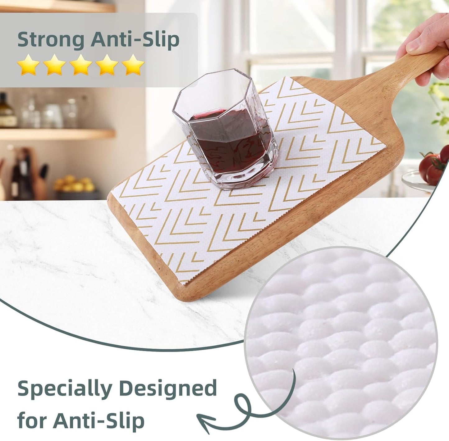 Shelf Liner for Kitchen Cabinets Non Adhesive Drawer Liner Non-Slip Thickened Shelf Liner Paper Strong Easy to Clean for Tool Box Refrigerator with Knife and Tape Measure, Gold Arrow, 11.8 x 118 in