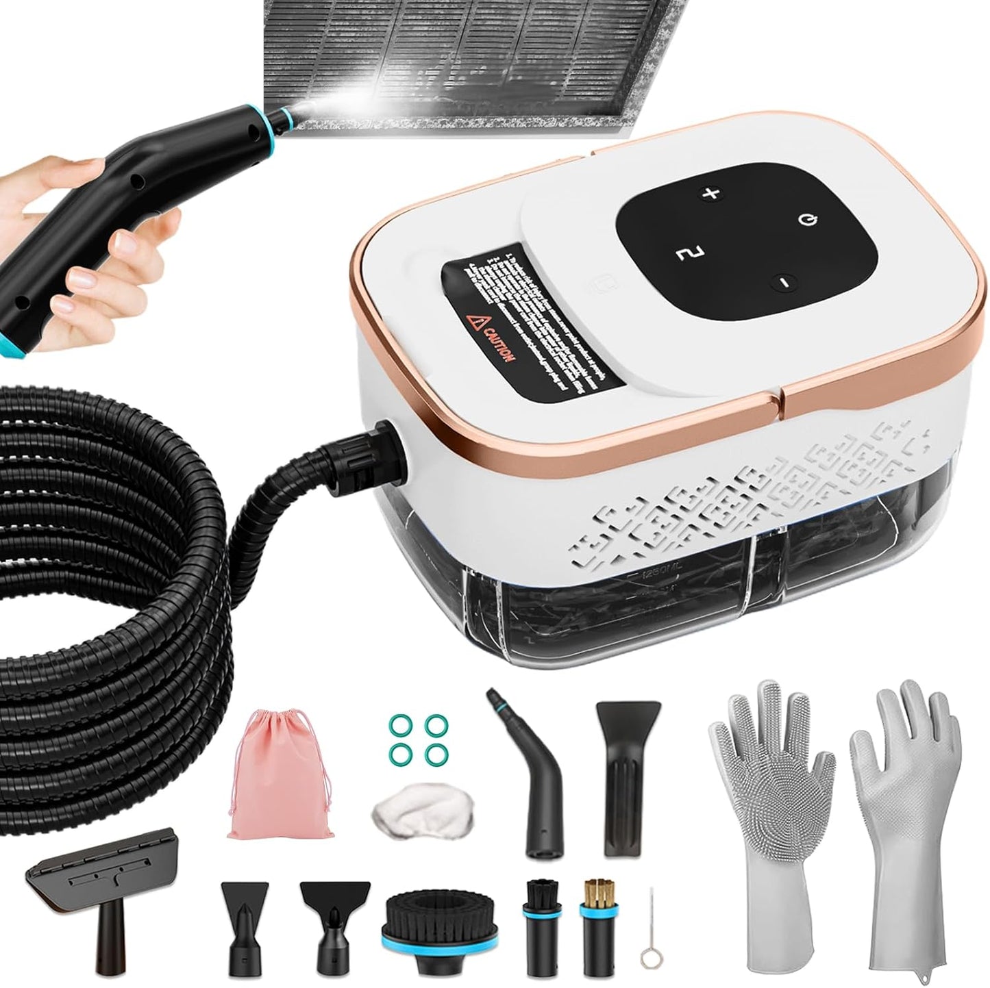 Steam Cleaner, 6 Steam Levels, 42oz Tank & 11 Pieces Accessories, 1500W High-Temperature Steam Cleaner for Home, Steamer for cleaning Car, Tile, Floor