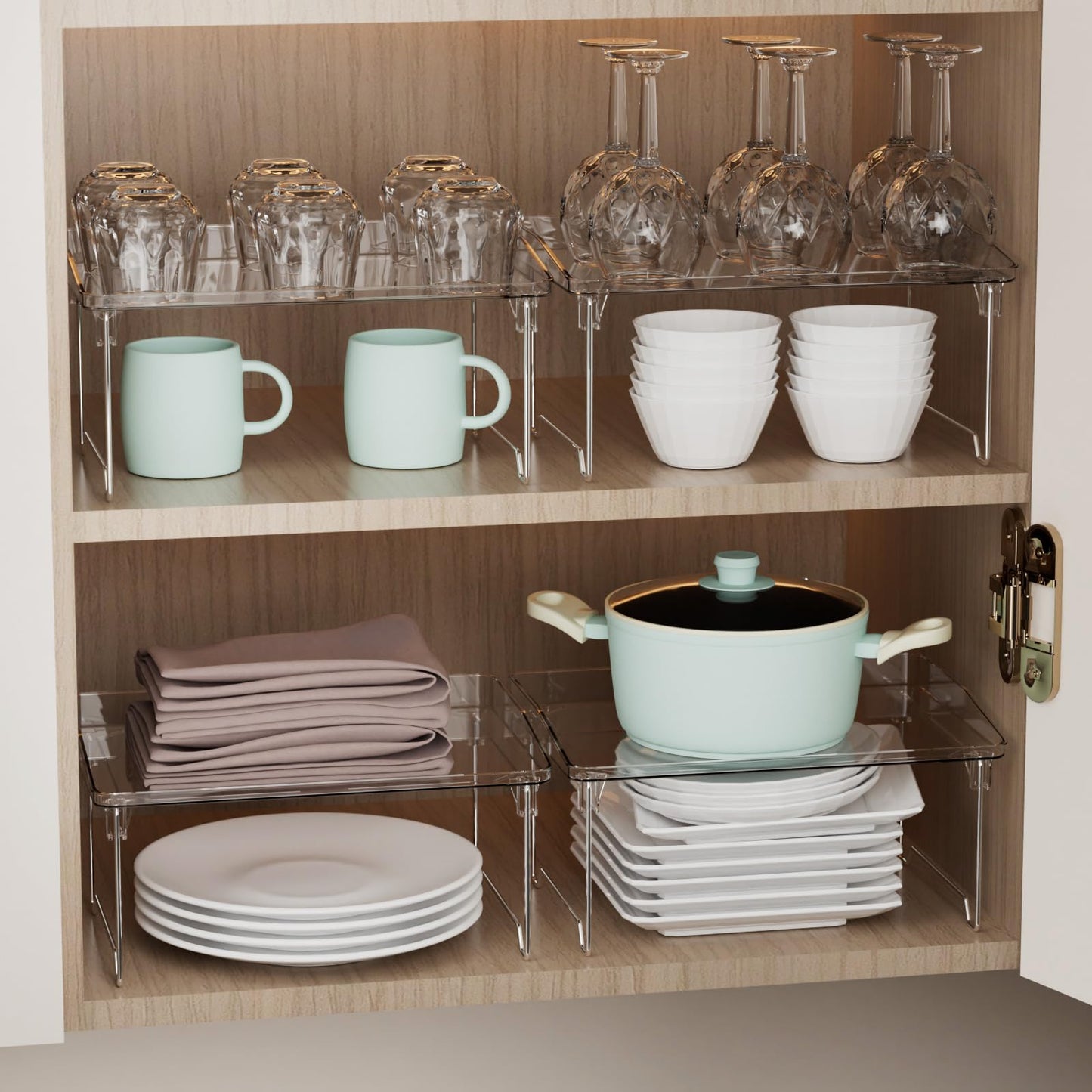STARLATTA 2 Pcs Cabinet Organizer Shelf, Stackable Kitchen Counter Shelves, Spice Rack,Countertop