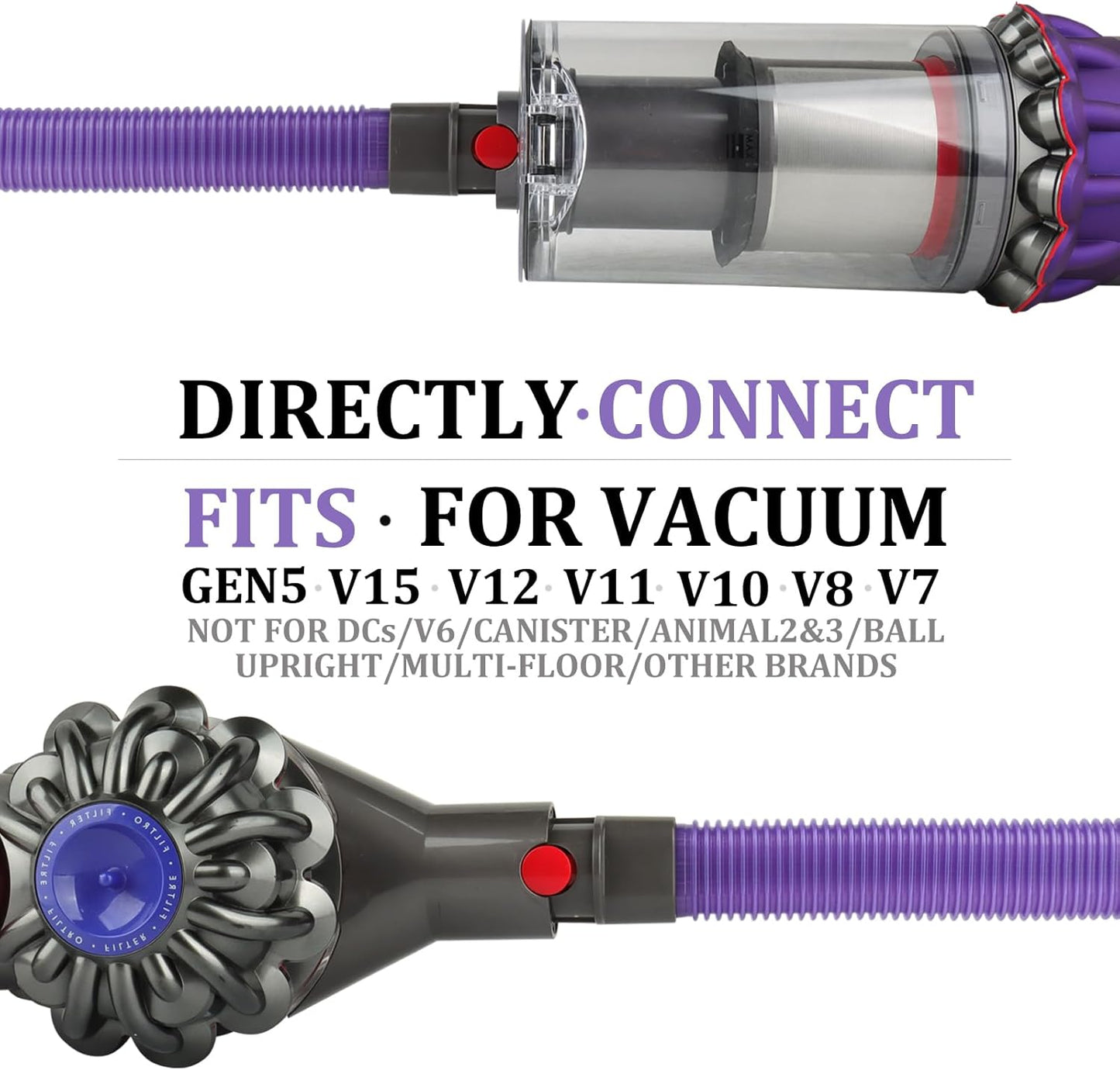 Dryer Vent Lint Vacuum Attachments Hose for Dyson Gen5 V15 V15s V12 V11 V10 V9 V8 V7 Detect Absolute Cyclone Outsize Slim Nozzle Crevice Flexible Lint Removal Tool Dryer Vent Cleaner Kit