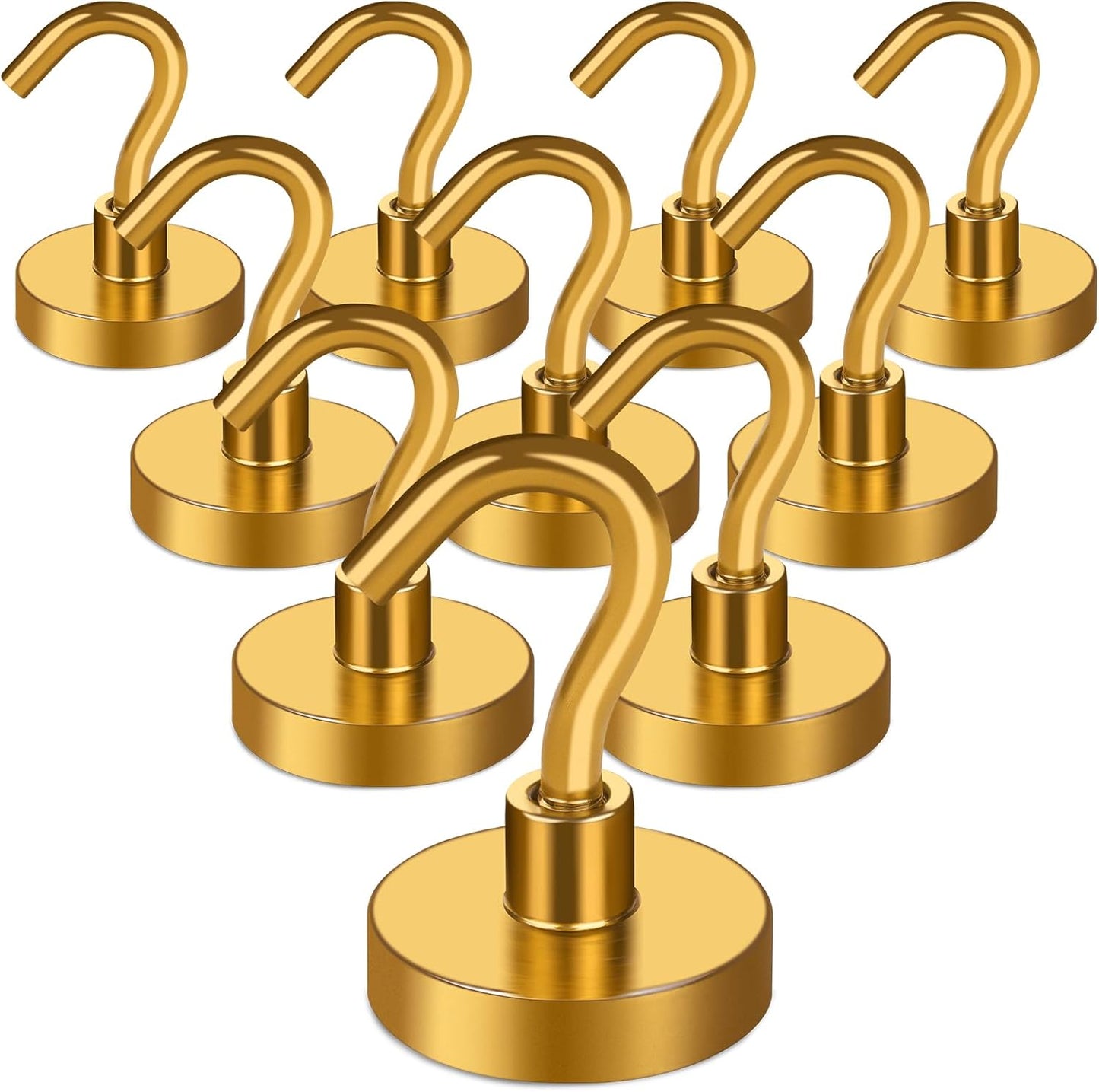 MIKEDE Magnetic Hooks Heavy Duty, 40 Lbs Magnet with Hooks for Cruise Cabins, Strong Magnets Neodymium for Hanging, Magnetic Wall Hooks for Refrigerator, Locker, Workplace(Yellow, 10 Pack)
