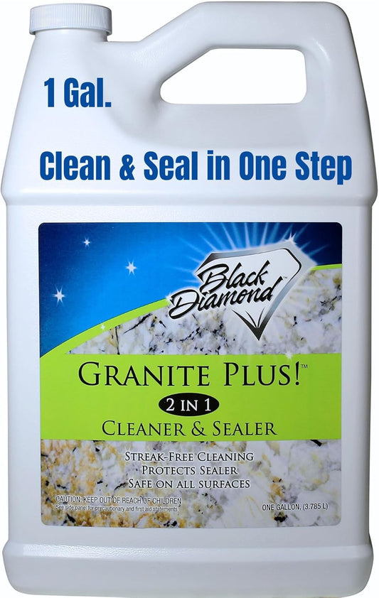 Black Diamond Stoneworks GRANITE PLUS! 2 in 1 Cleaner & Sealer for Granite, Marble, Travertine, Limestone, Ready to Use! (1-Gallon)