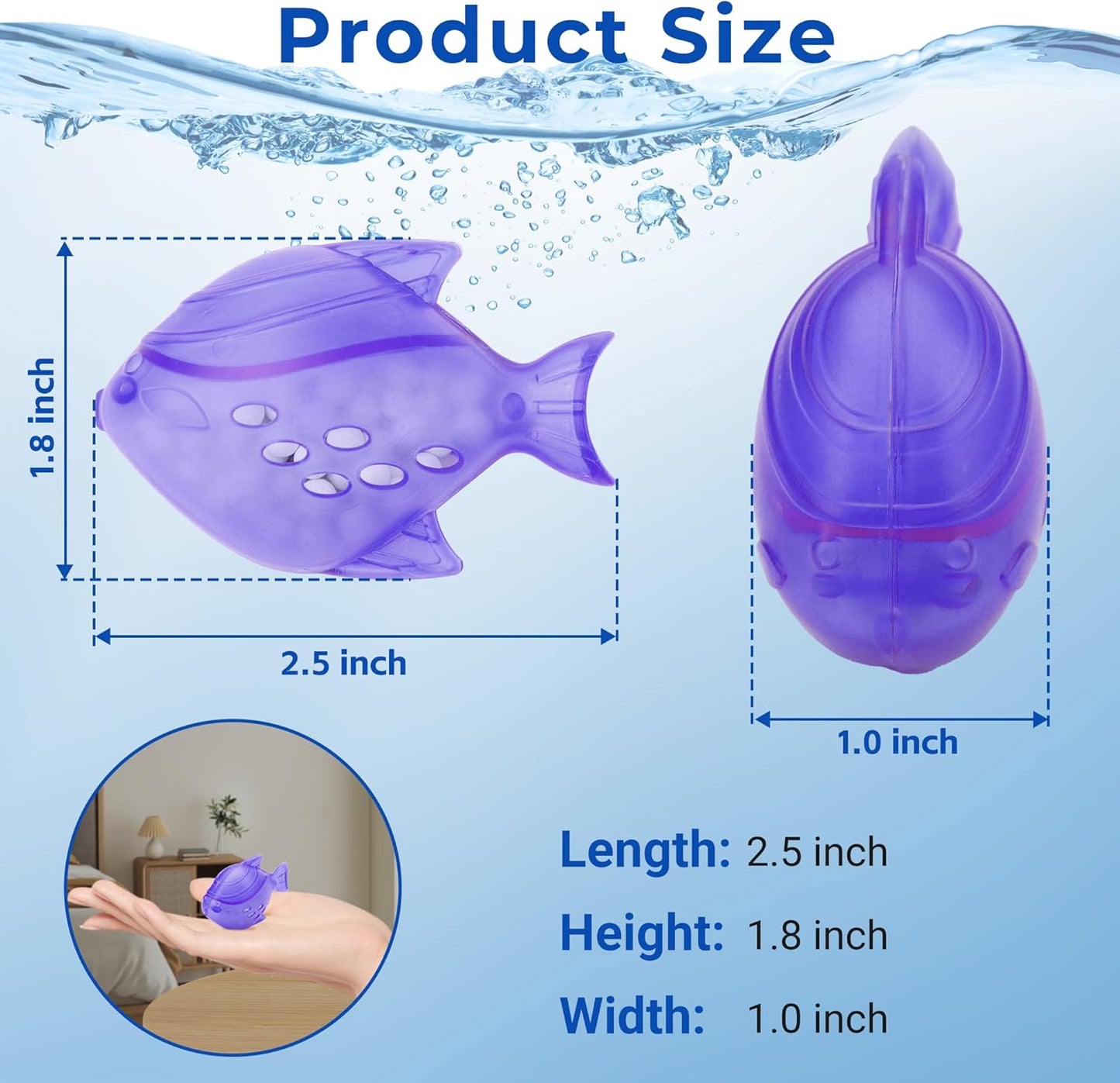 Funmit 6 Pack Universal Humidifier Cleaner Fish Compatible with Almost All Humidifiers and Fish Tanks, Purifies Water, Prevents Hard Water Build-Up, Reduces Scale, Purple