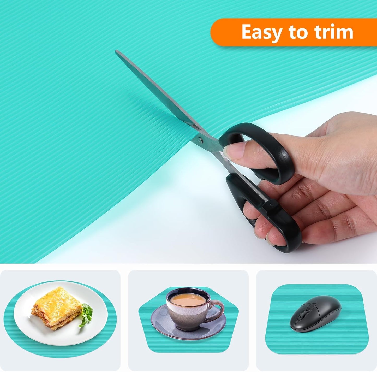 Shelf Liners for Kitchen Cabinets Drawer Liner Non Adhesive Cupboard Mat EVA Material Waterproof Refrigerator Mats Washable Fridge Liner for Cupboard and Desks Liner Blue 17.3 x 393.7 Inches