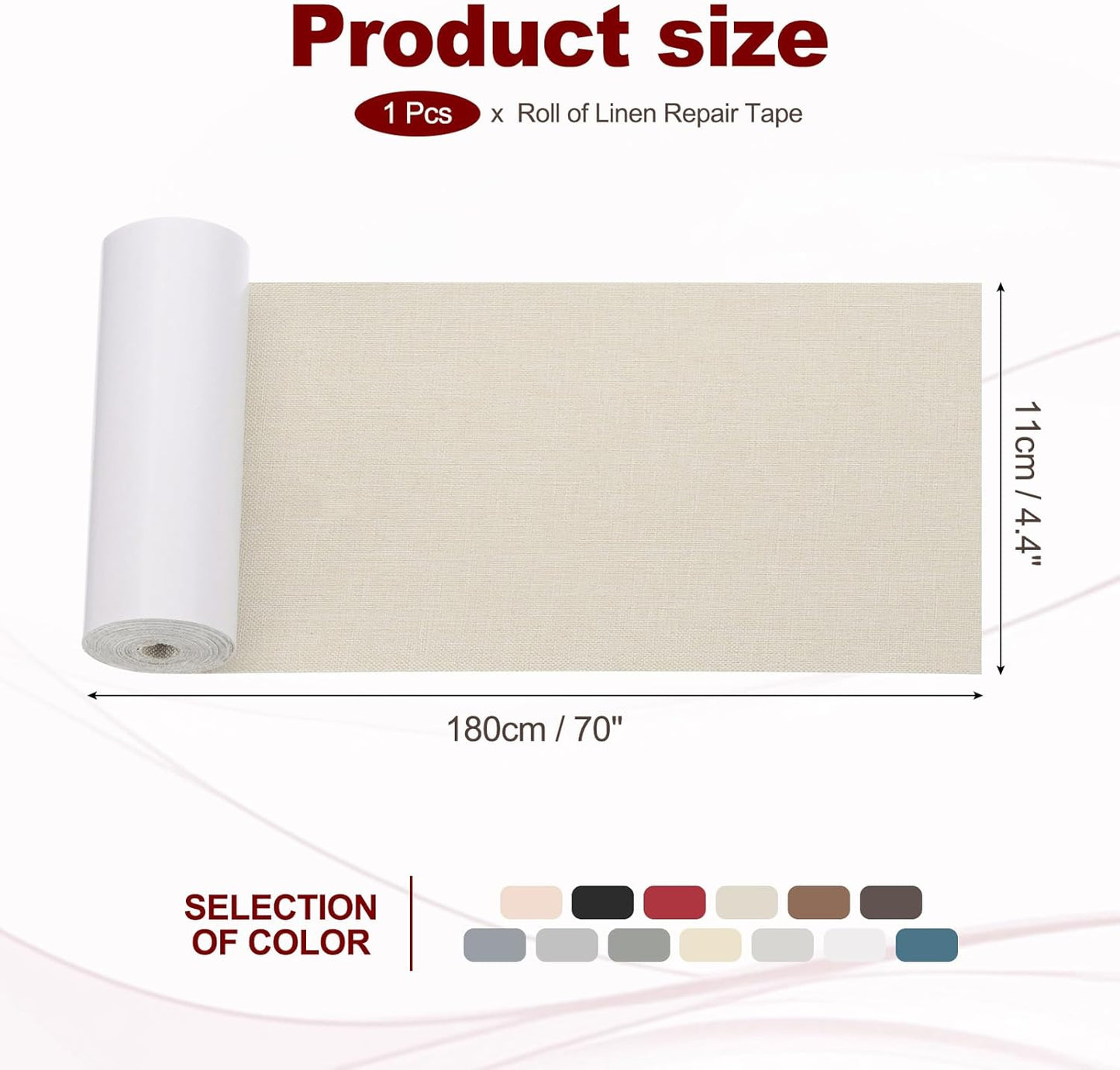 PATIKIL 70x4.4 Inch Linen Repair Tape, Repair Fabric Patch Self Adhesive Couch Patch Line Repair Patch for Furniture Sofa Car Seats Office Chairs, Khaki