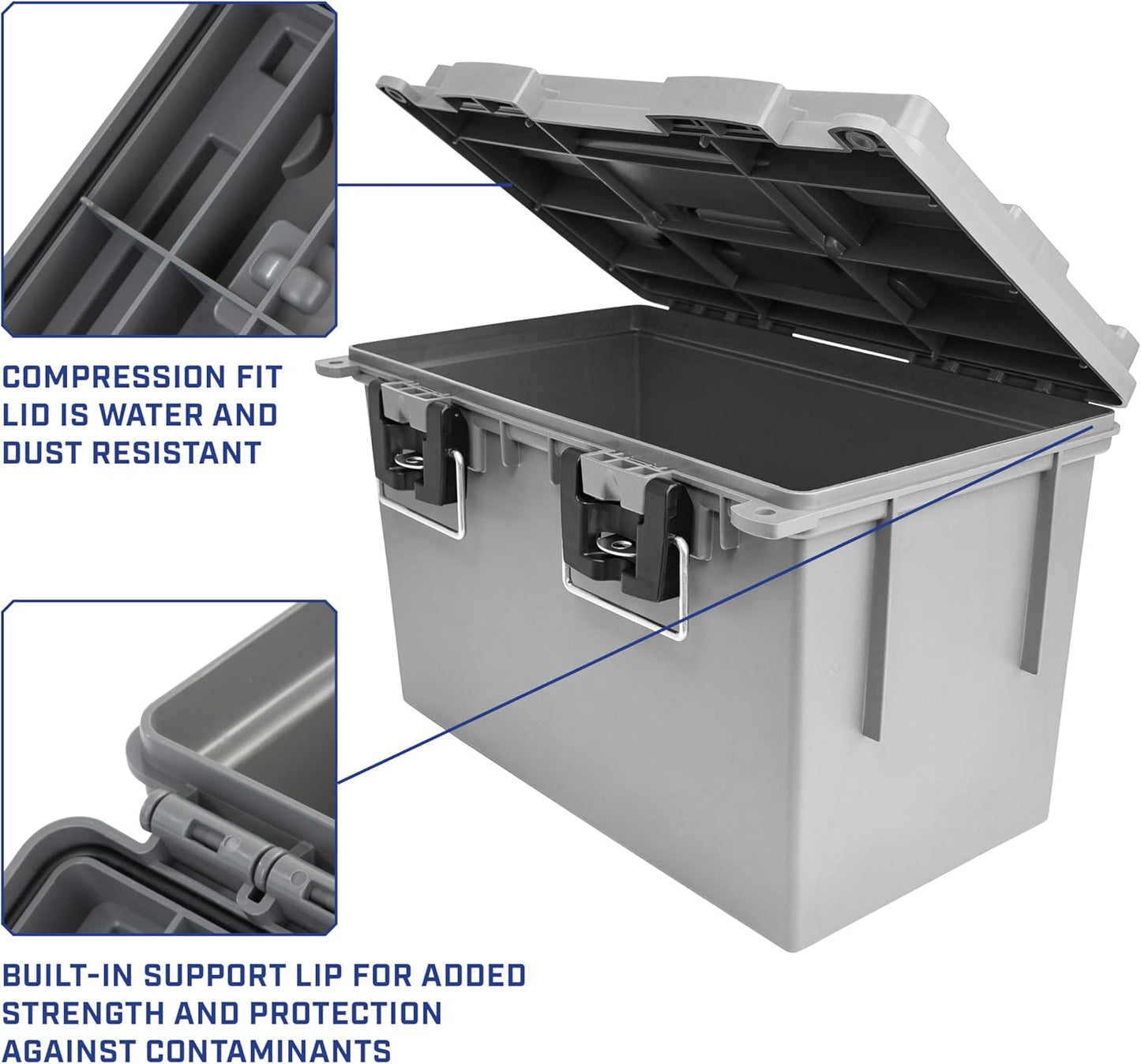 Sheffield 12775 XL Storage Bins With Lids, 2-Pack Stackable Storage Bins, Made in USA, Lockable and Water-Resistant Containers with Lids, Plastic Containers for Home, Classroom, and Dorm
