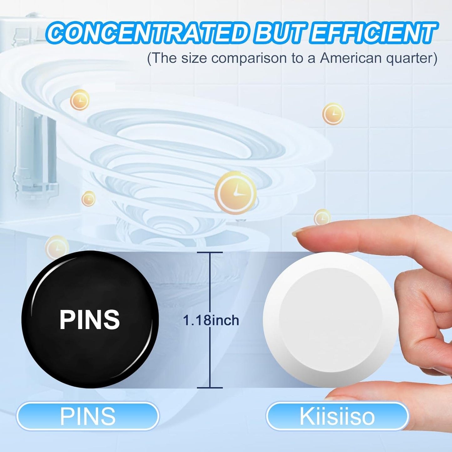 KIISIISO Toilet Bowl Cleaner Tablets 100 PACK, Automatic Bleach Toilet Tank Cleaners, Bathroom Long-Lasting Freshness, Slow-Releasing Powerful Deodorizing & Descaling