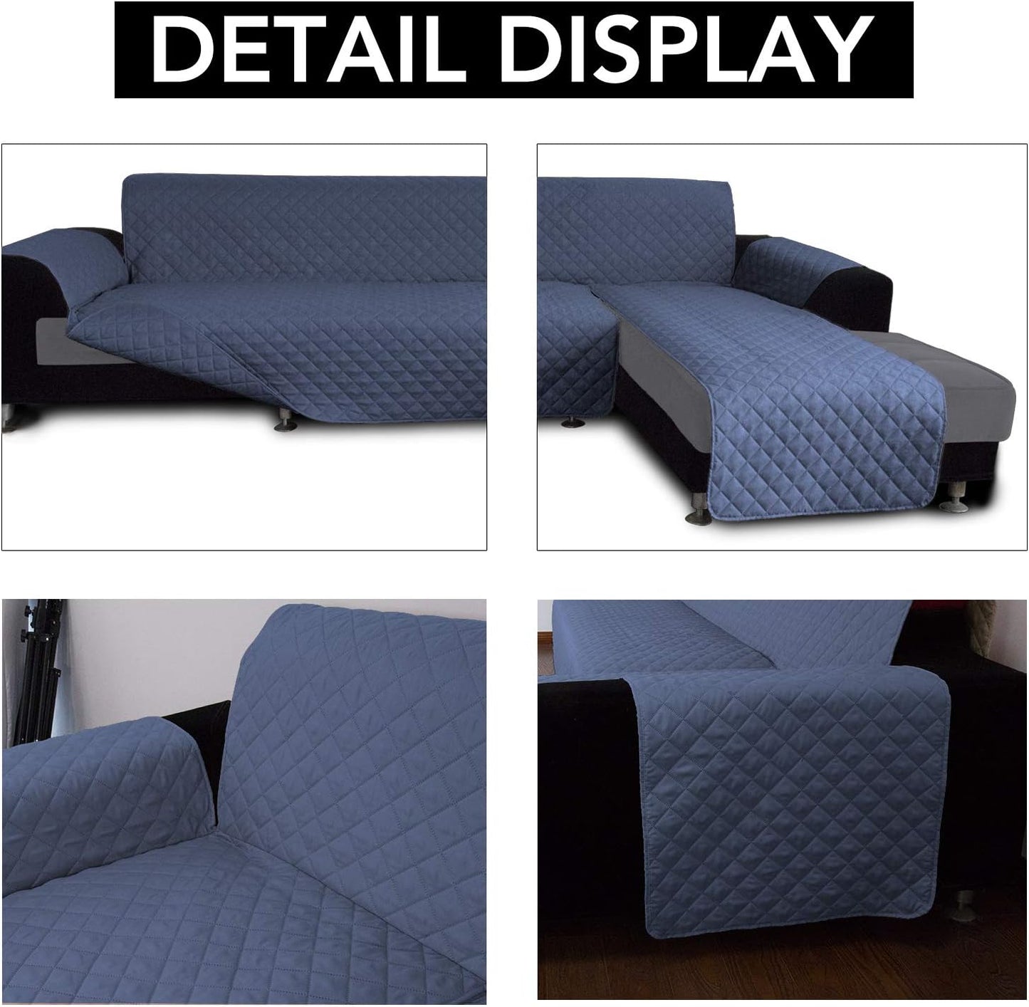 Easy-Going Sofa Slipcover L Shape Sofa Cover Sectional Couch Cover Furniture Protector Mat for Pets Dog Cat (Small,Dark Blue/Dark Blue)