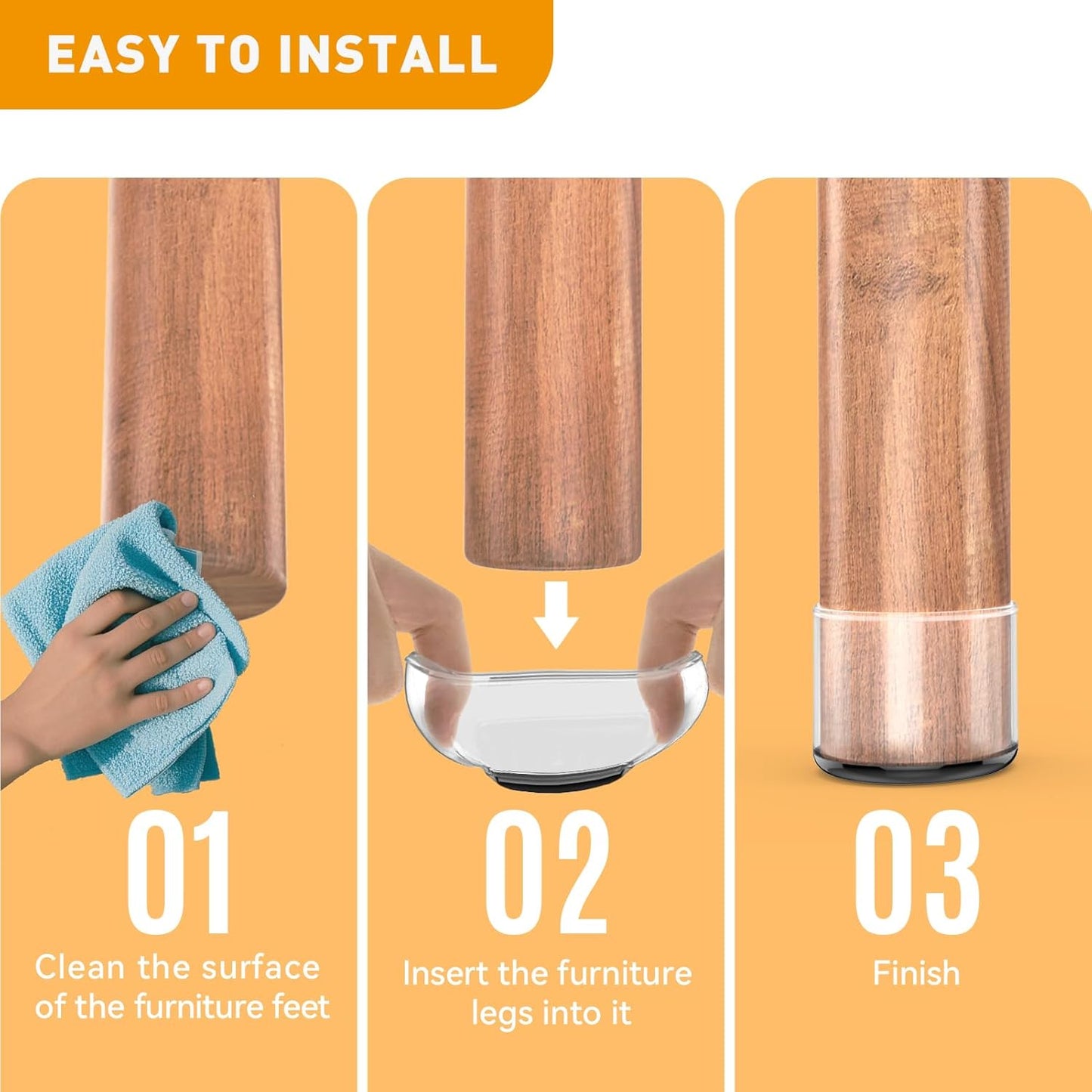 Furniture Sliders,24 PCS Chair Leg Sliders for Carpet, Furniture Movers Sliders, Carpet Chairs Furniture Glides, Floor Protectors, Carpet Moving Sliders Easily Move. (Clear, Fit:0.9-1.15")