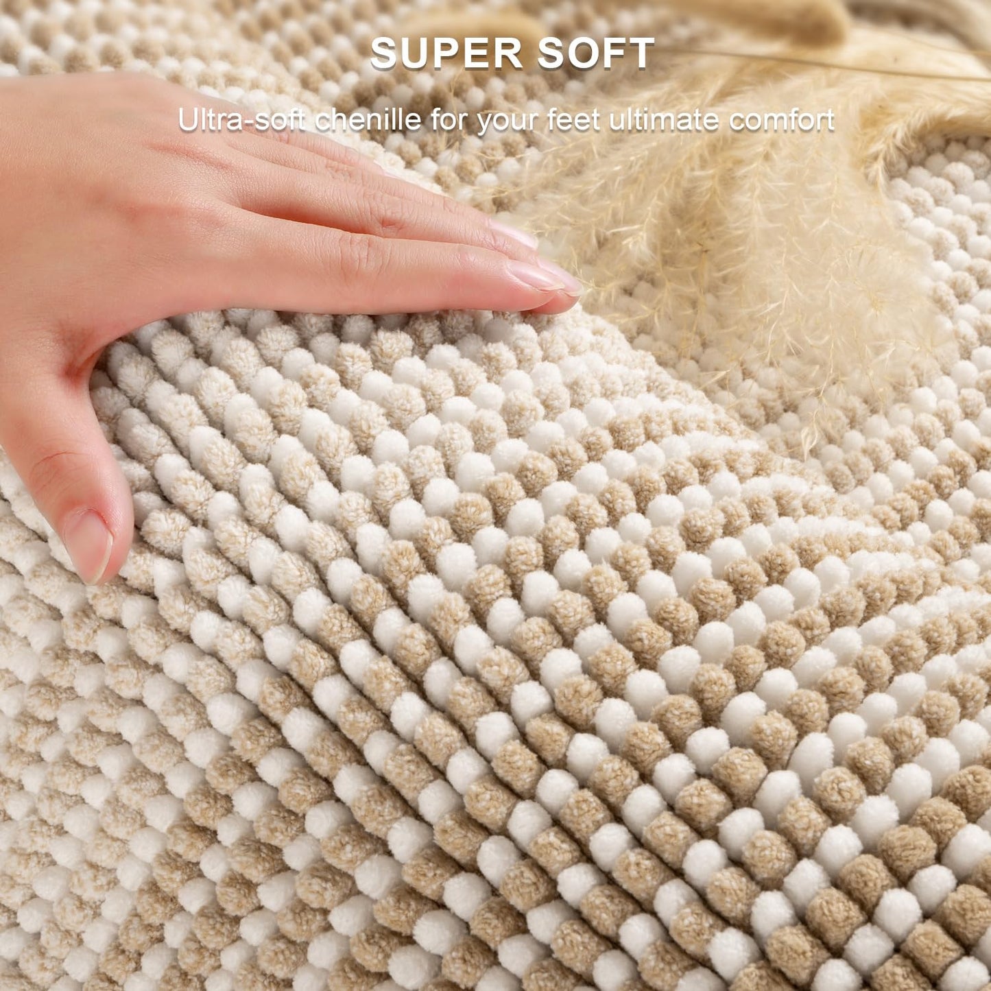 BSICPRO Bathroom Rugs and Mats Sets, 2 Piece Thick Absorbent Chenille Bath Mat Rug Set Non Slip