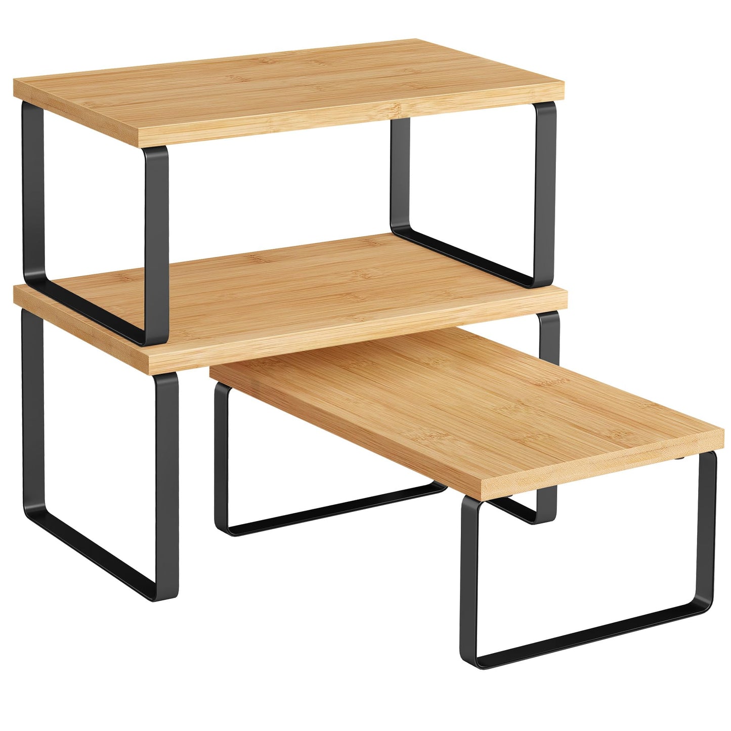 SONGMICS Cabinet Organizer Shelf, Set of 3 Kitchen Counter Shelves, Kitchen Storage, Spice Rack
