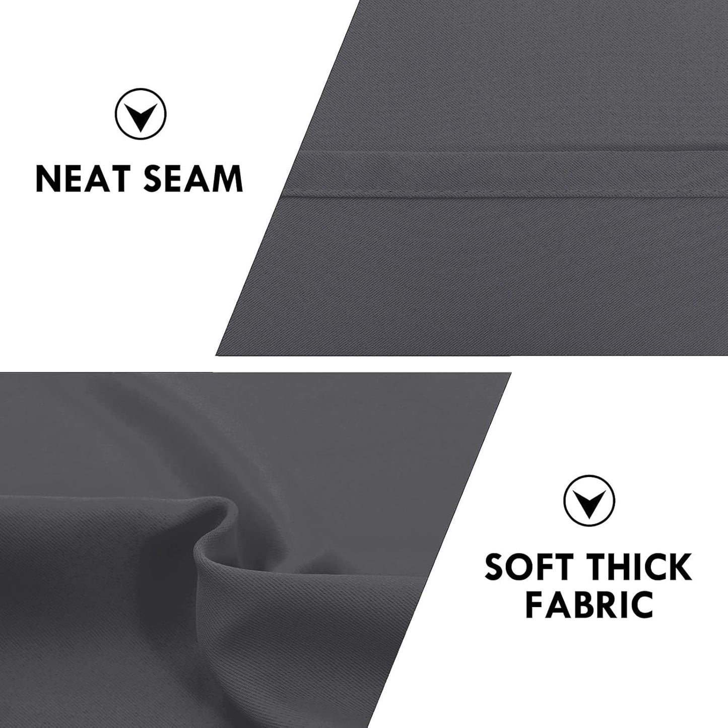 DWCN Kitchen Blackout Short Curtains for Bedroom 45 Inch Length 2 Panels Set, Solid Thermal Insulated Energy Saving Rod Pocket Window Treatment Curtains Blackout Draperies (W42 x L45 Inch, Dark Grey)