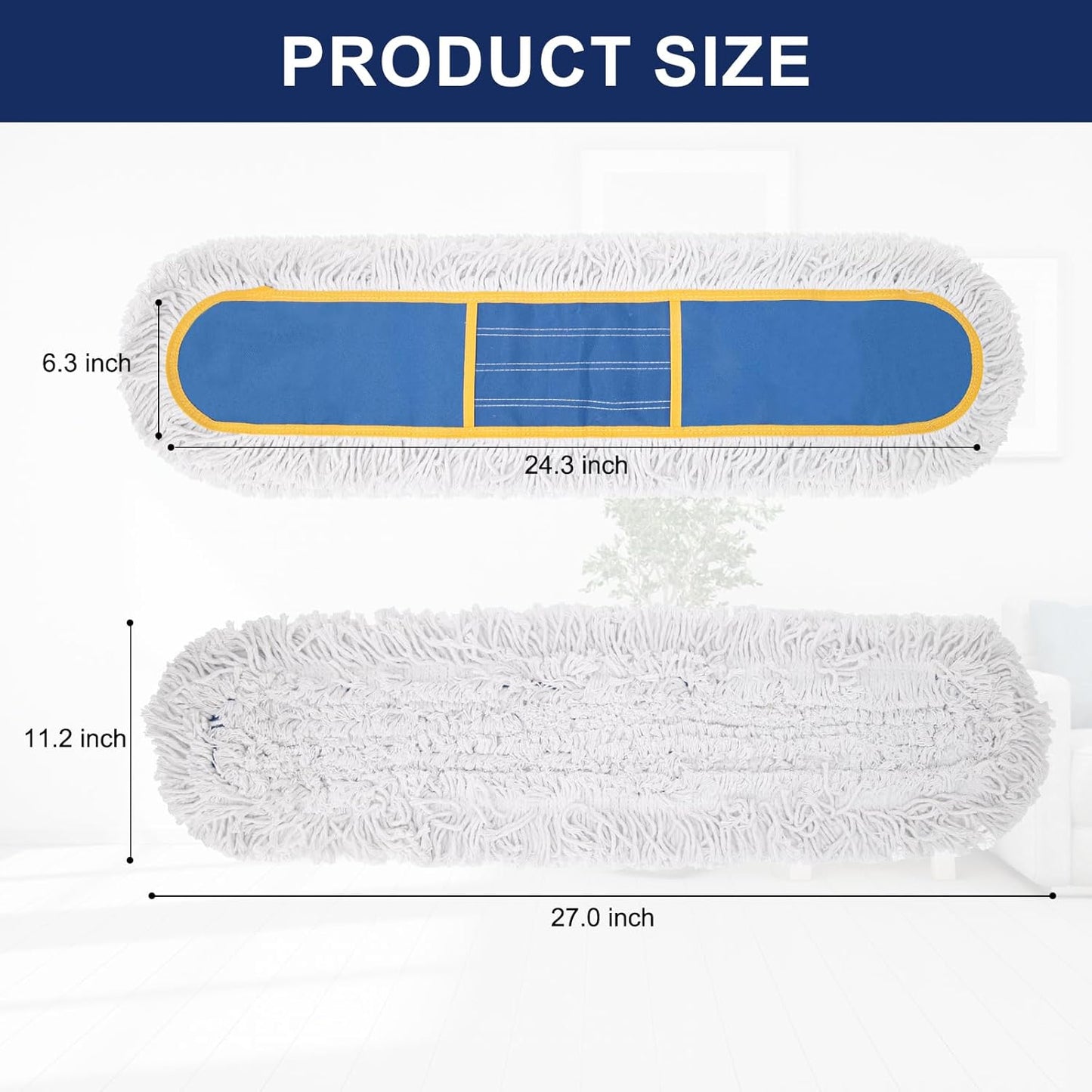 KeFanta 24" Commercial Dust Mop Replacement Heads, Reusable Industrial Dust Mop Pads, Blue Washable Cotton Dust Mop Refill for Floor Cleaning & Janitorial Supplies, Only Fits:B0D7MKSZ8N