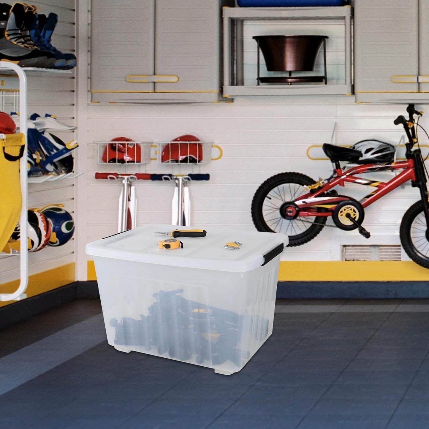 70 Quart Clear Plastic Large Storage Box with Wheels, 4-Pack Plastic Storage Bins with Lids