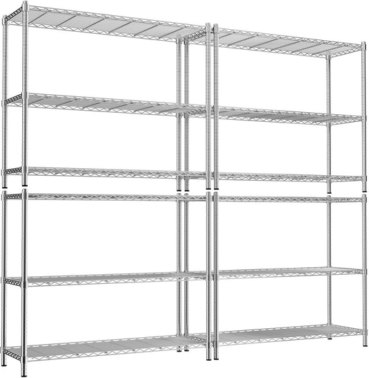 Storage Shelves, 4 PCS 48" L x 20" W x 47" H Heavy Duty Garage Wire Shelving Unit Loads 1200LBS, 3-tier Adjustable Metal Industrial Utility Shelf Rack for Kitchen, Laundry Room, Basement