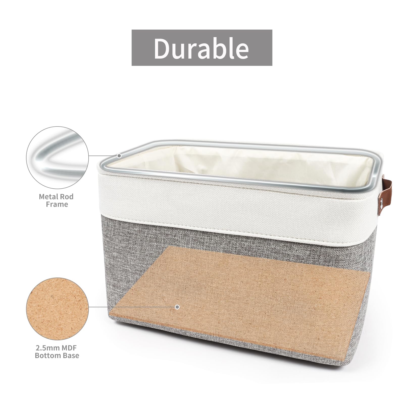 Bagnizer Storage Bins Large Fabric Storage Baskets for Shelves 3 Pack, Decorative Linen Closet